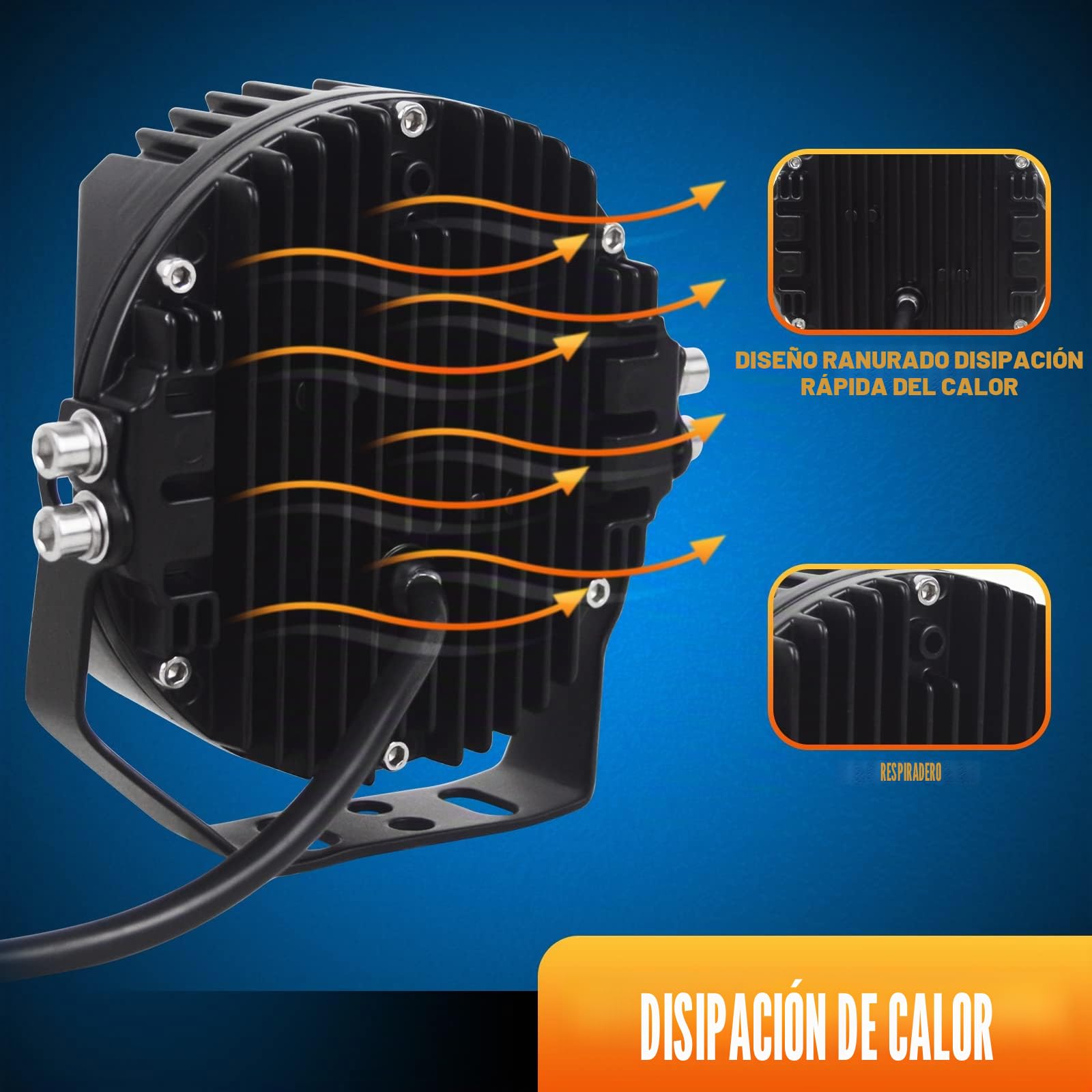 RIGIDON 1x redondo faros de trabajo led, 12V 24V 7 pulgadas 75W 7500lm | 6000K blanco, DRL, impermeable, barra de luz led, conducción, para tractor off road camión coche todoterreno 4x4 vehículos
