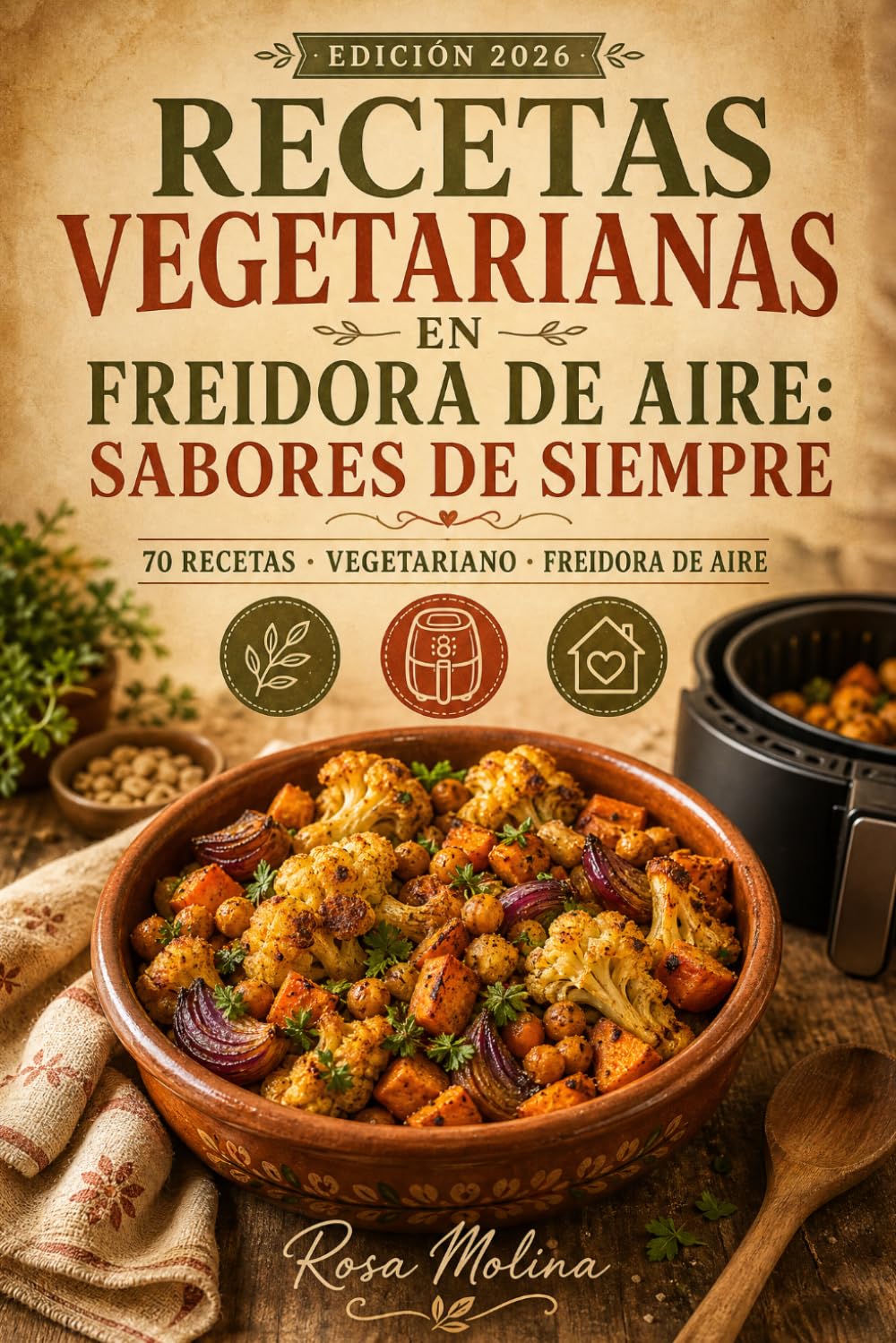 Recetas Vegetarianas en Freidora de Aire: Sabores de Siempre: 70 recetas vegetarianas caseras y fáciles para freidora de aire, con sabor de toda la vida