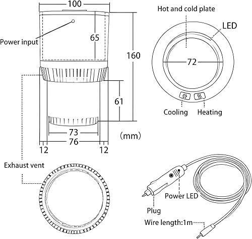 Miniatura 3 de Portavasos para automóvil, calefacción, refrigeración, bebidas, calentador inteligente para café, bebidas y leche (blanco con dorado)