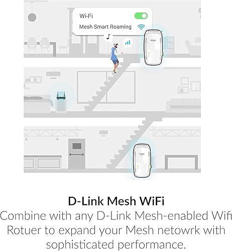 Miniatura 7 de D-Link Extensor de rango WiFi de malla Gigabit AC1750 de doble banda enchufable de señal de pared, puerto inalámbrico o Ethernet, punto de acceso