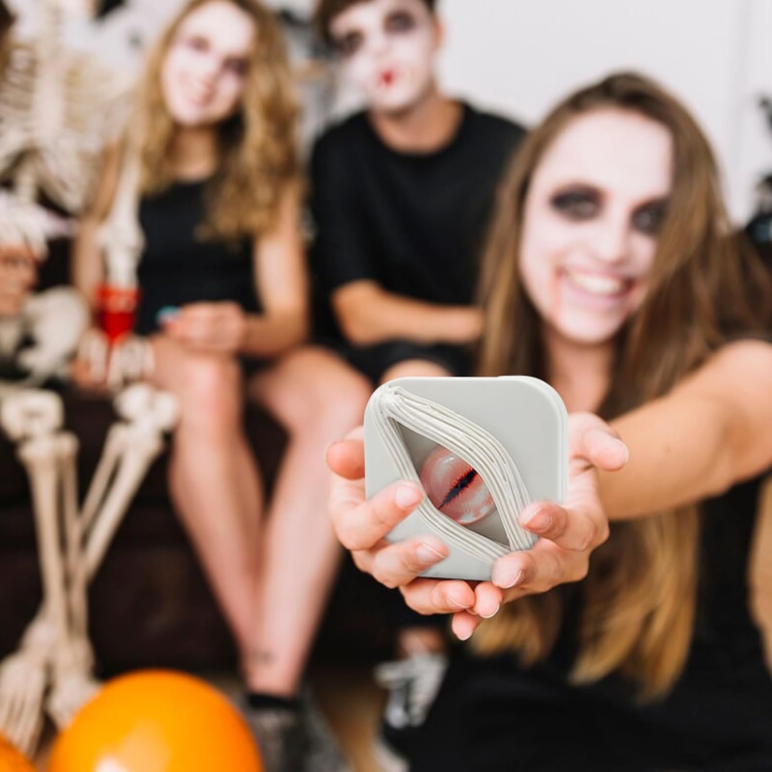 Contact Lens Case Fancy Halloween Gifts Eyes Personality Box Mirror Unique Storage Travel Portable Holder Boxes White