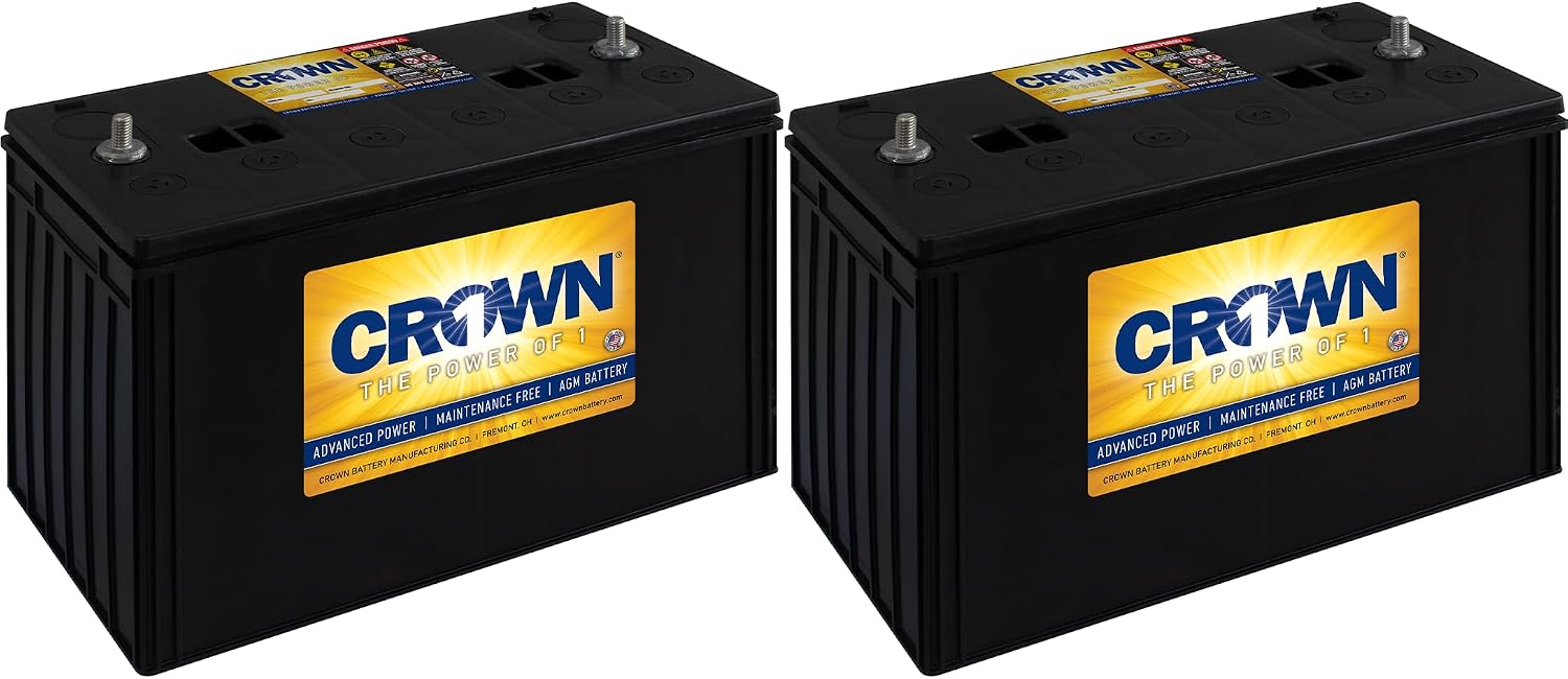 Crown Group 31 AGM Battery 12 Volt 100Ah 950 CCA Commercial Truck Battery – Sealed Maintenance Free | CRV31S (Pack of 2)