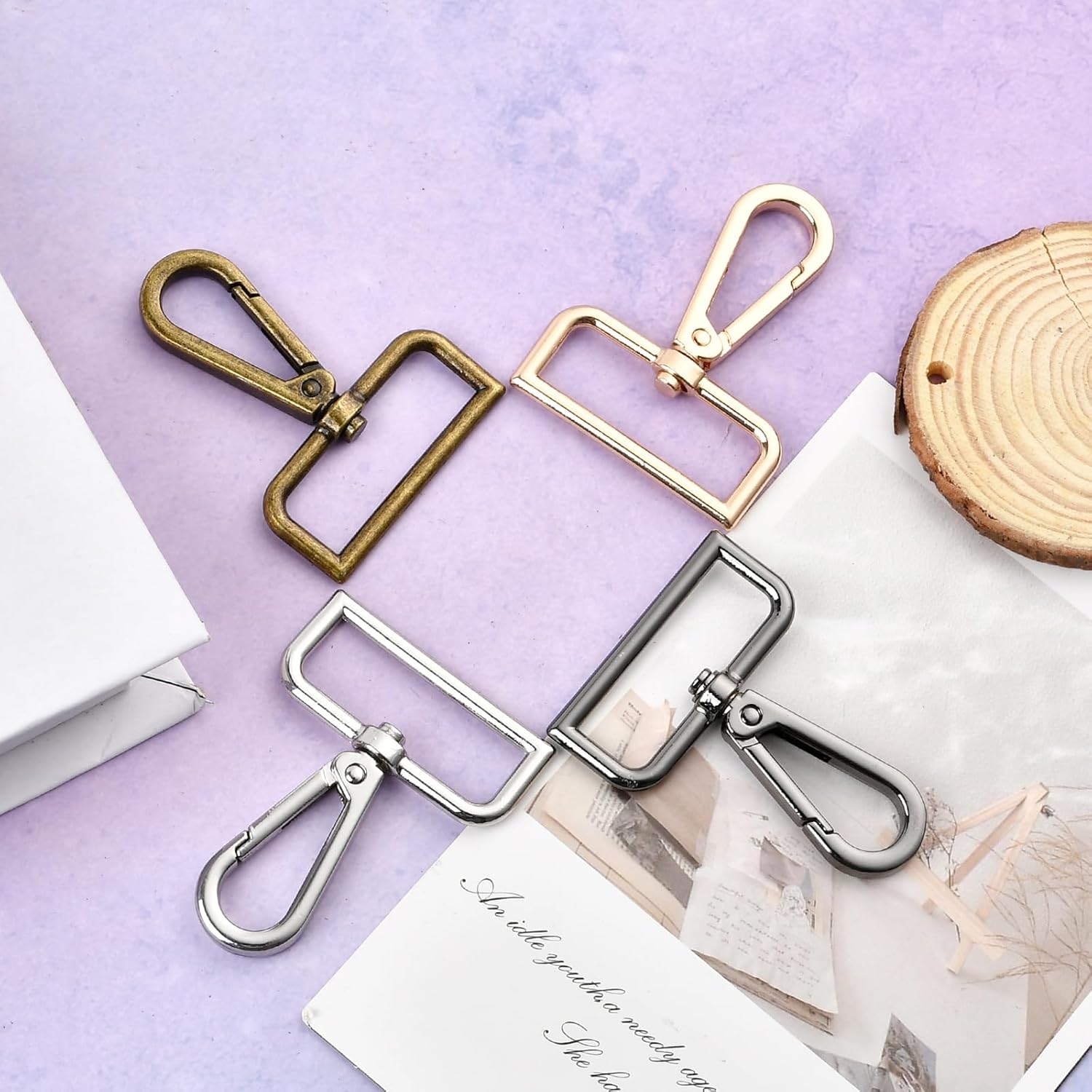 1-1/2 Inch D Ring Swivel Lobster Claw Clasps, 28 Pcs Lobster Claw Swivel Clasps Metal Lobster Lanyard Clasp Keychain Clips Hook for DIY Crafts Keychain Purse Handbag Making - Image 3