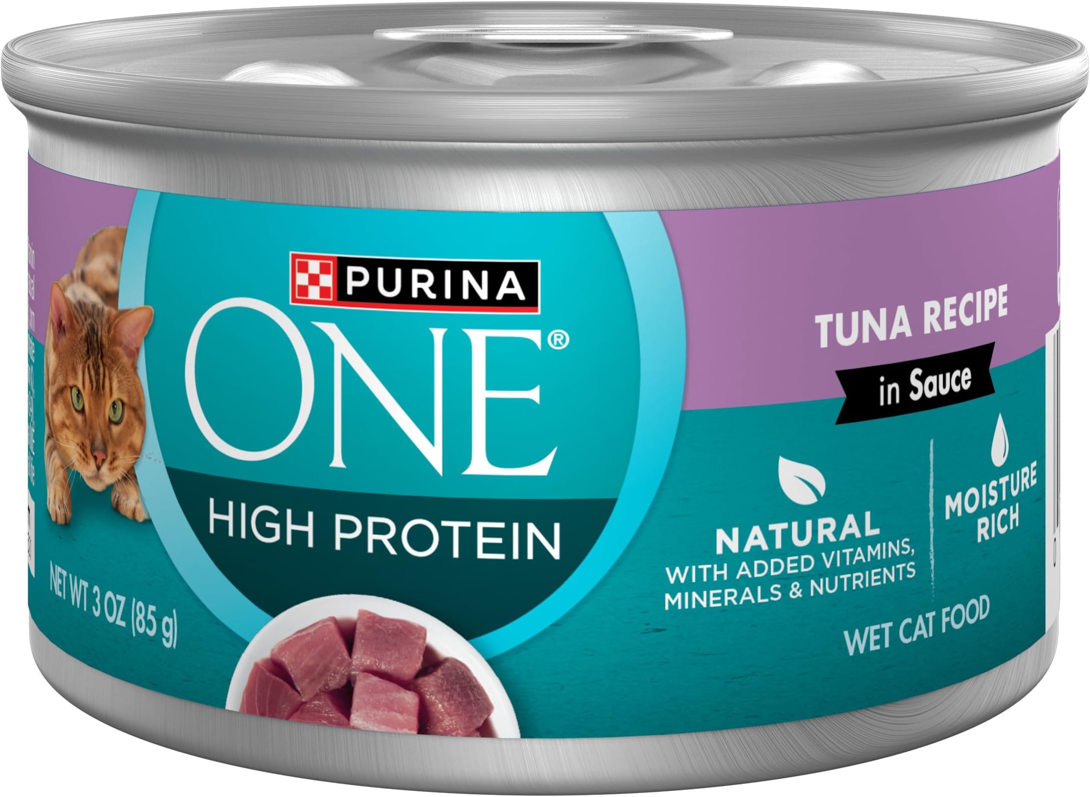 Purina ONE Natural, High Protein Cat Food, Tuna Recipe in Sauce - (Pack of 24) 3 oz. Pull-Top Cans