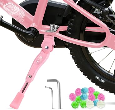 LEICHTEN Kickstand for Kids Bike Center Mount for 16 18 20 Inch Adjustable Childrens Bicycles Aluminium Alloy Bike Kick Stand Support Storage