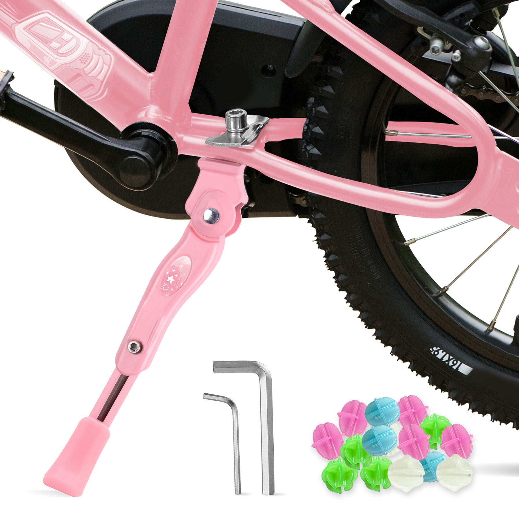 LEICHTEN Kickstand for Kids Bike Center Mount for 16 18 20 Inch Adjustable Children's Bicycles Aluminium Alloy Bike Kick Stand Support Storage