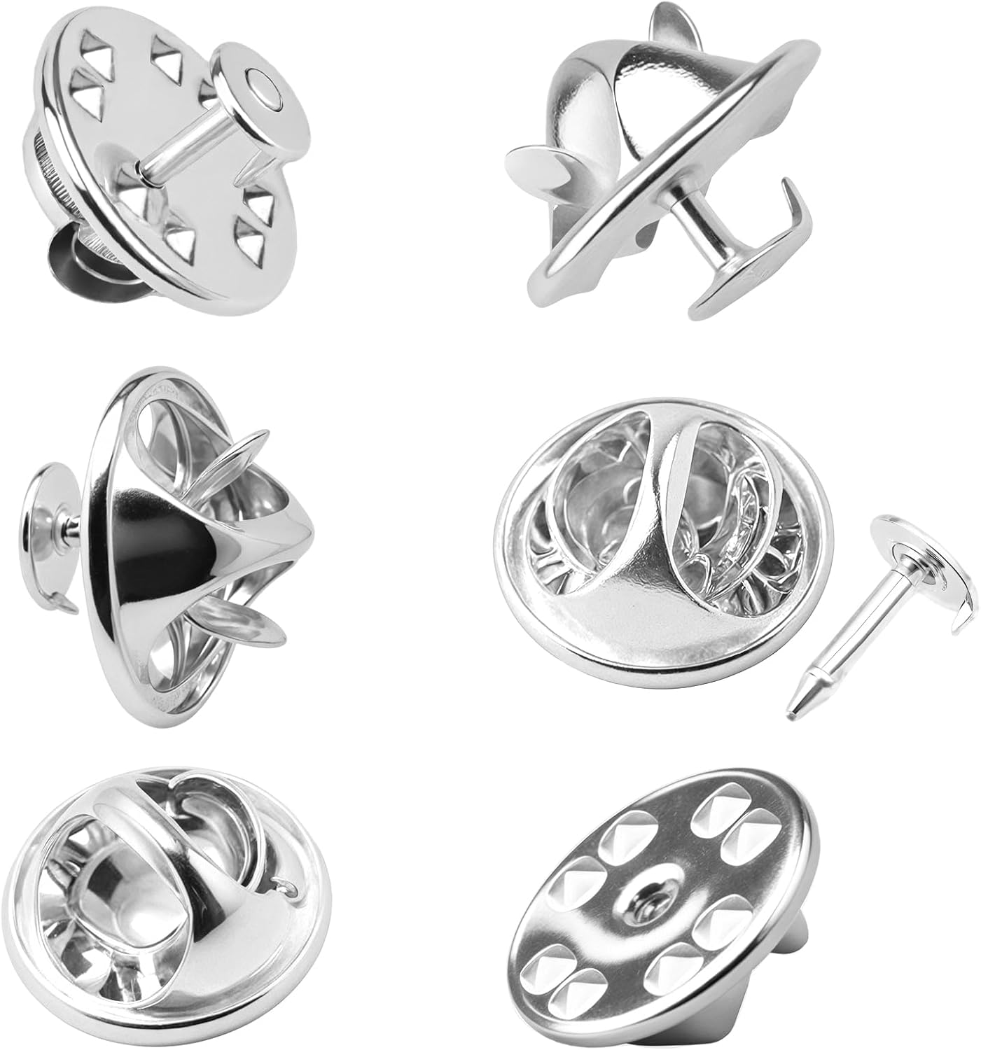 Butterfly Lapel Pin Backs, 30Pair Metal Pin Backs Locking Brooch Pins for Clothes Crafts Badge Insignia, Pin Back Replacement(Silver)
