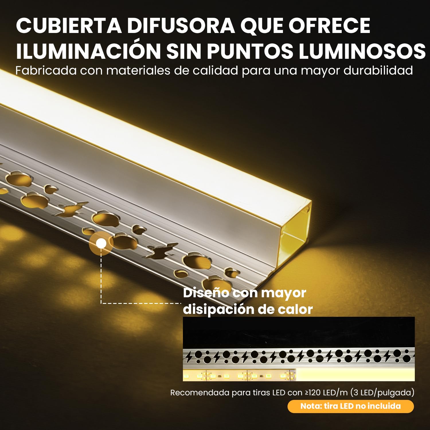 10 Pack 1,4M Perfil aluminio LED placa de yeso, perfil LED empotrado sin borde azulejos, riel de aluminio placa de yeso con difusor y tapas terminales, apto para techo, pared y bordes de azulejos(14M)