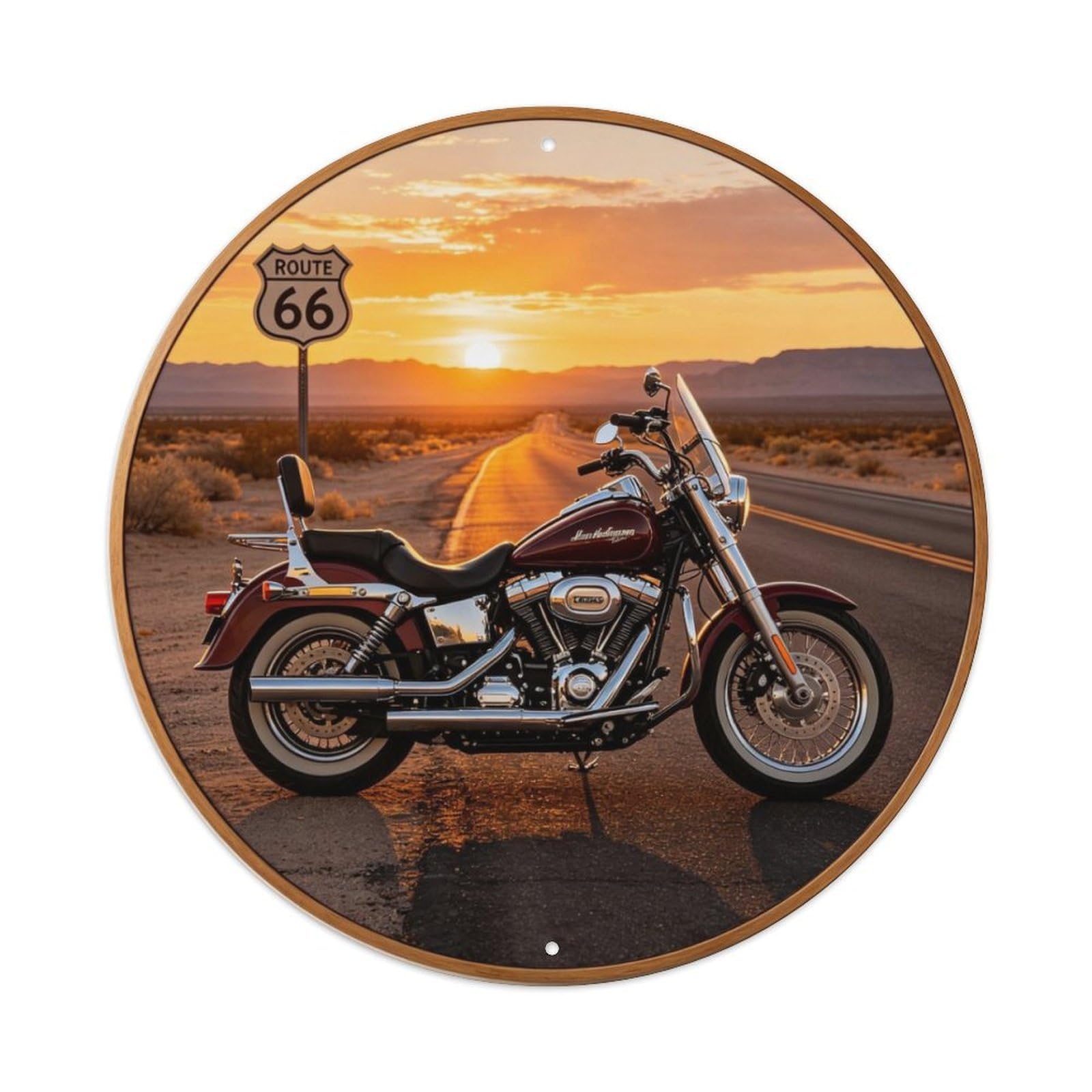 Route 66 Motorcycle Metal Tin Sign Plaque