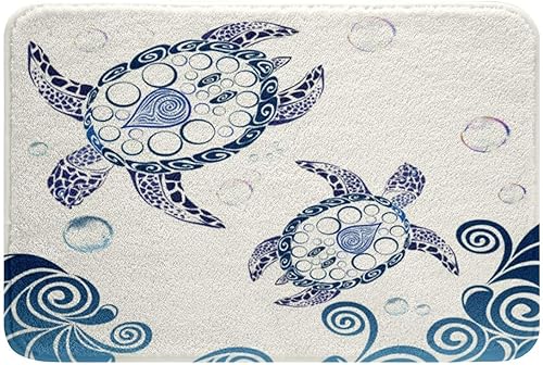 Vista 36 de Erosebridal Alfombras de baño azul marino para decoración de ducha, tapete de baño retro teñido anudado, tapete de puerta de vellón de acuarela