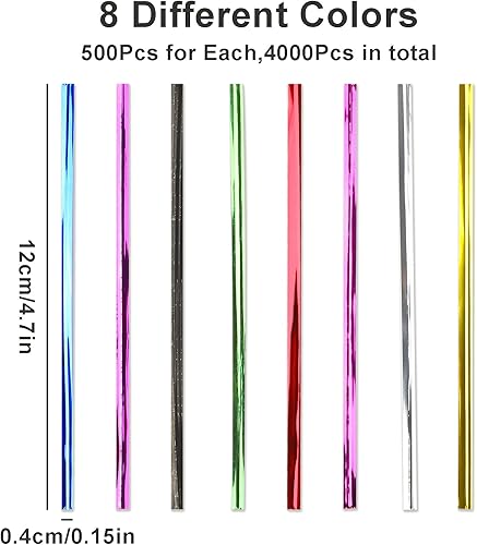 Miniatura 3 de CCINEE 4000 piezas de lazos de papel de aluminio de 5 pulgadas, lazos de alambre metálicos reutilizables para envolver regalos de fiesta, bolsas de