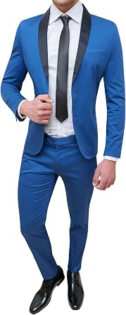 Vestido para hombre de estilo sartorial, azul claro, ajustado, de algodón  satinado, elegante ceremonia. azul claro 54: Amazon.es: Ropa