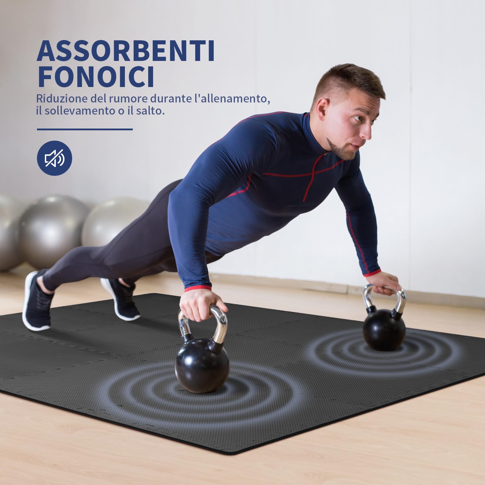 Tappeto Palestra, Taglia Extra Large 50x50cm, 12 Pezzi, 3㎡ Tappetino Fitness da Ginnastica a Puzzle, Pavimento Protettivo Incastro Tatami, Per Palestra Di Casa, Attrezzatura Per Fitness, Yoga