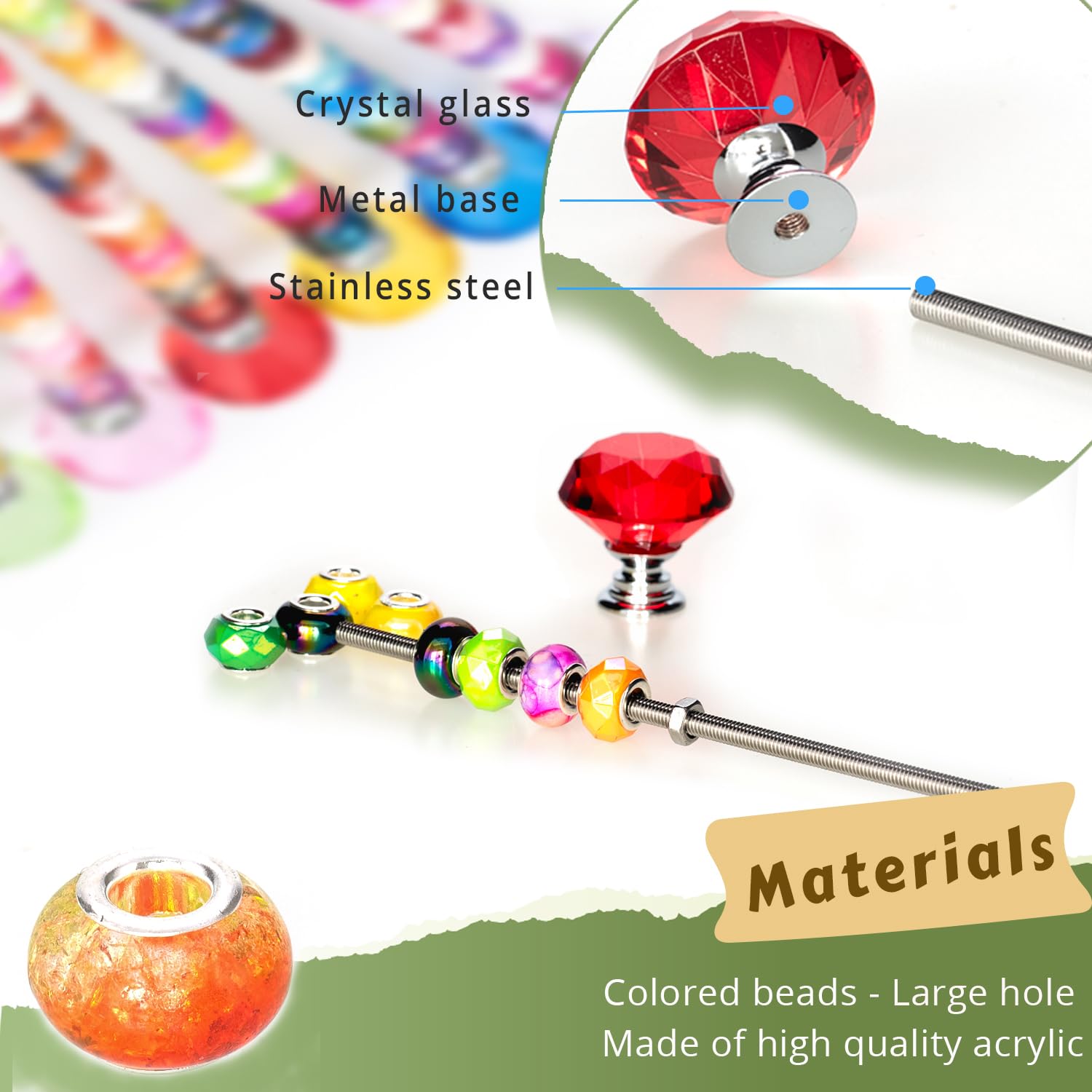 Perlen Gartenstecker 33cm - Bunte Kristall-Blumenstecker Für Outdoor