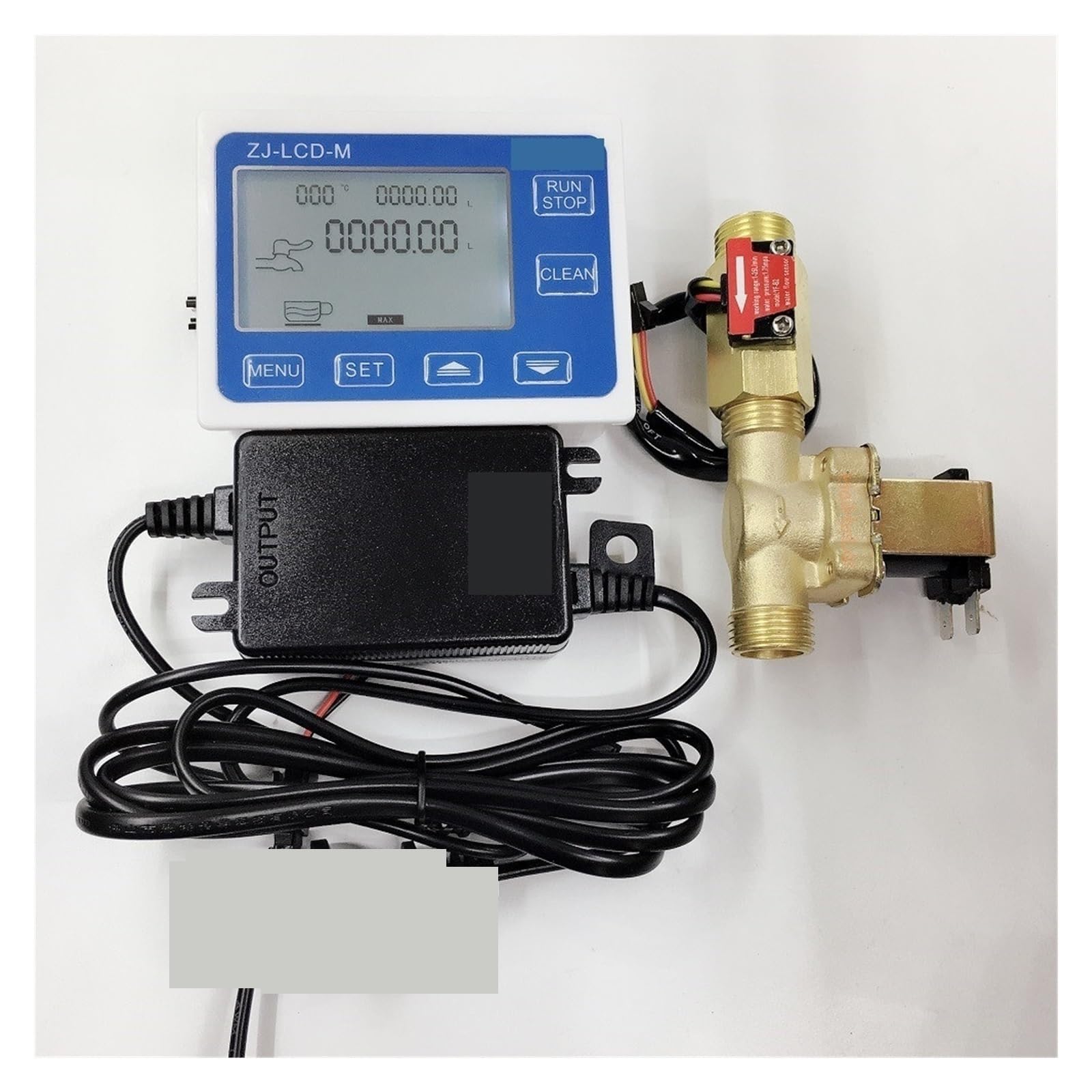 Medidor de flujo portátil Controlador de medidor de ZJ-LCD-M + Sensor de flujo G1/2 "+ válvula + carga de energía for medición de agua líquida o cuantitativa para agua de mar, alcohol, aguas residuale