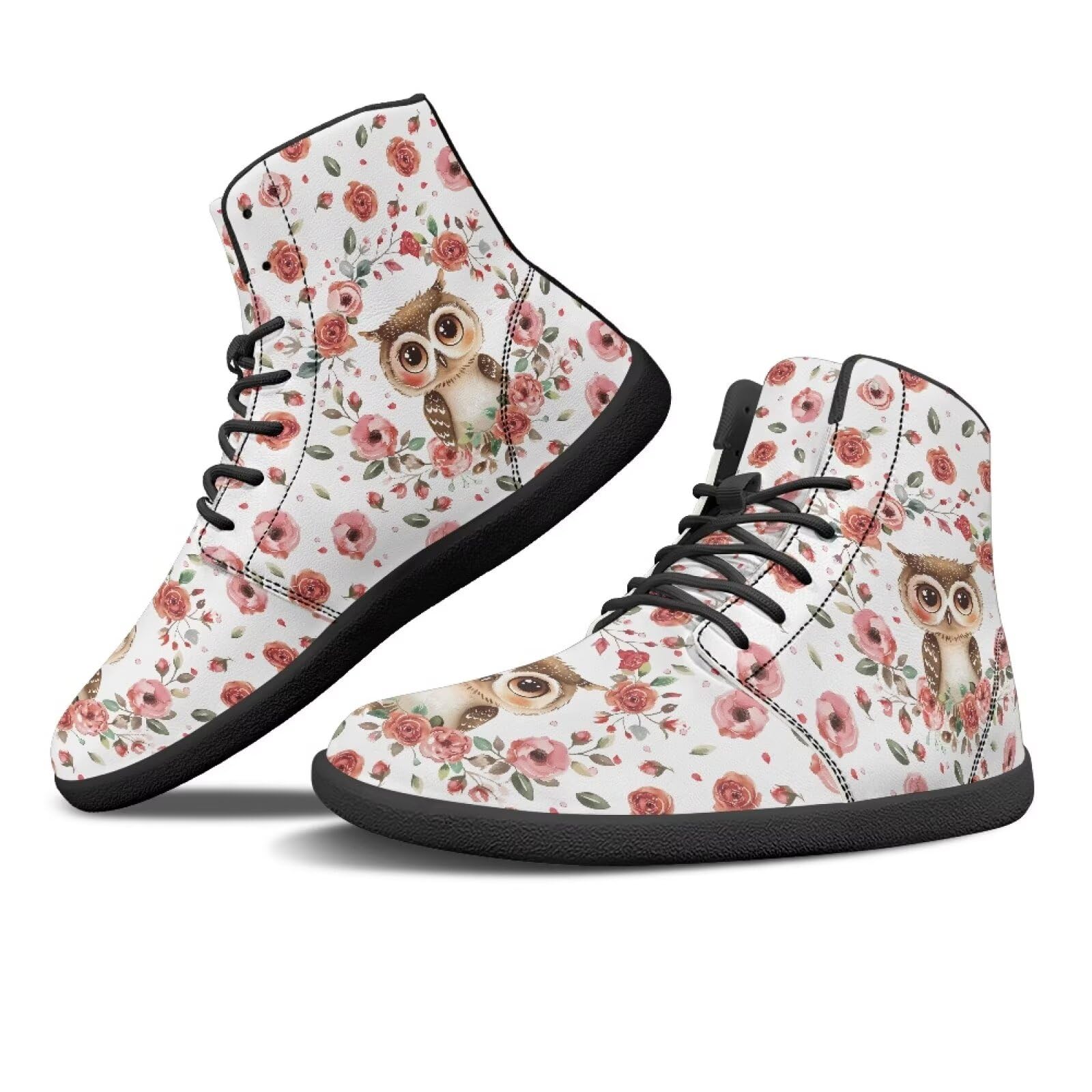 Fuxowvby Owl Flower Wide Fashion Barefoot Women Casual Zero Drop Running Workout Soft Play Training Sneaker for Ladies Waterproof Non-Slip Cross-Trainer for Womens Black US 10