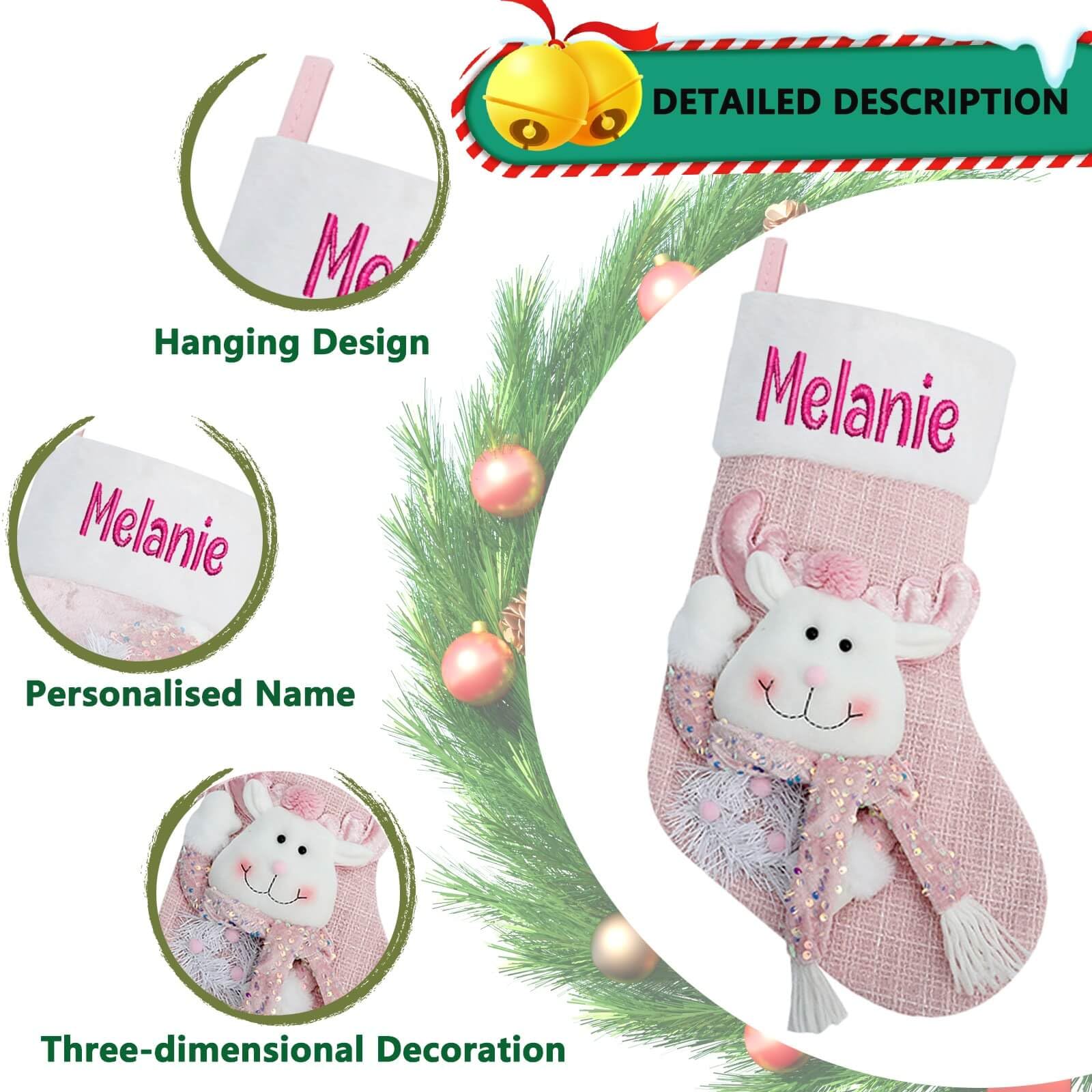 Calze di Natale personalizzate con nome ricamato, 45,7 cm, grandi, lavorate a maglia, per bambini e famiglia, per feste in famiglia (una per ogni stile)