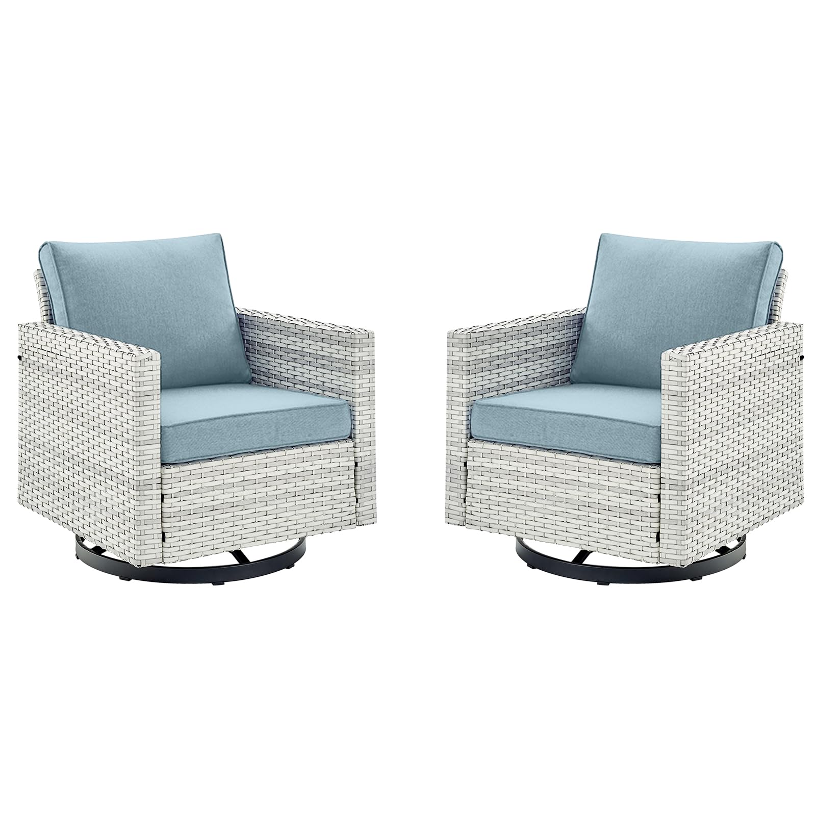 Outdoor Patio Swivel Rocker Chairs - Wicker Patio Swivel Rocking Chairs Set of 2 with Waterproof Wicker,Comfortable Cushions and Sturdy Metal Frame