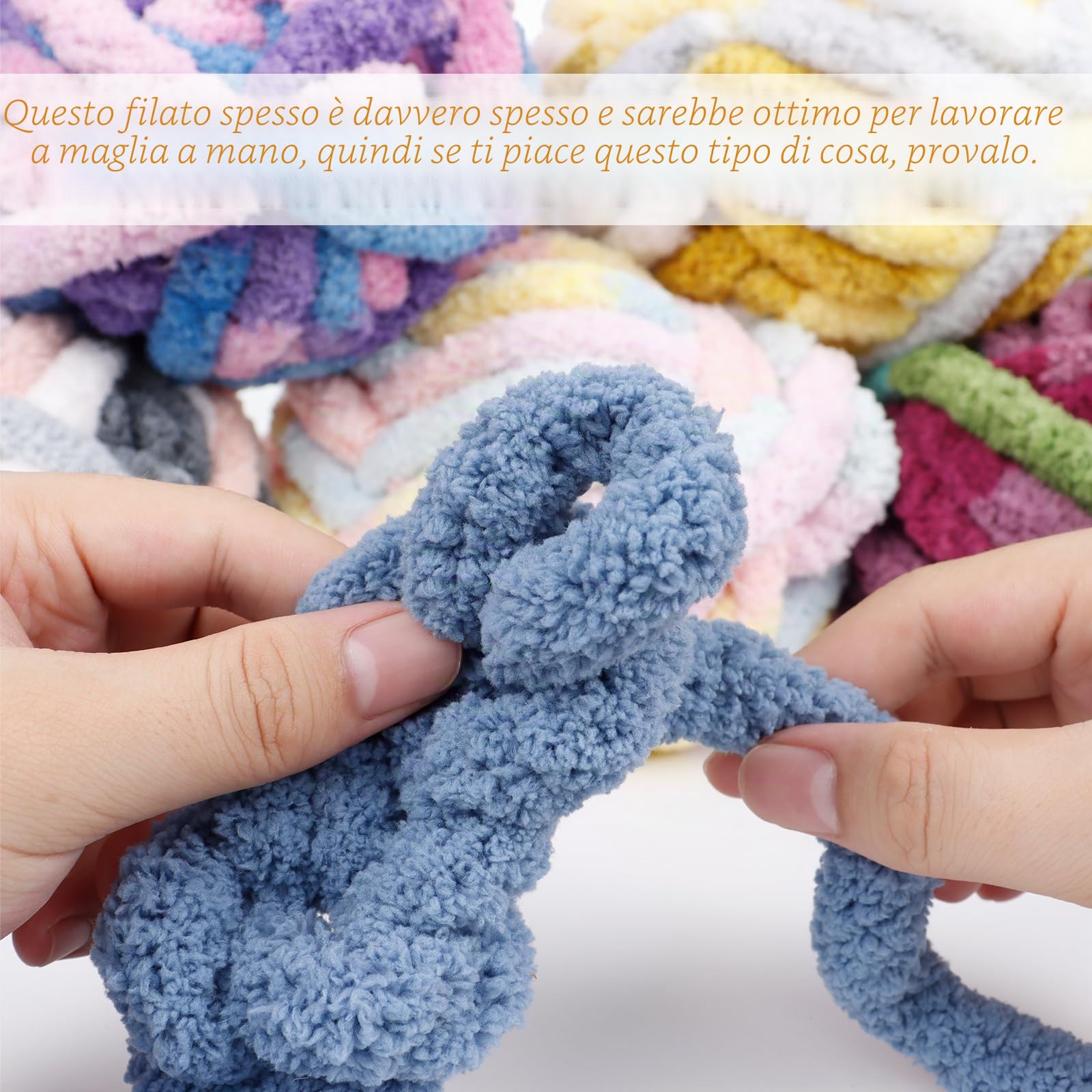 2pz Fettuccia per Borse a Uncinetto 2cm x 25.6m Filato Gigante Ciniglia Gomitoli Filo Cotone Grosso 226g Chunky Yarn Filati per Borse Uncinetto, Coperte, Letto per Cani