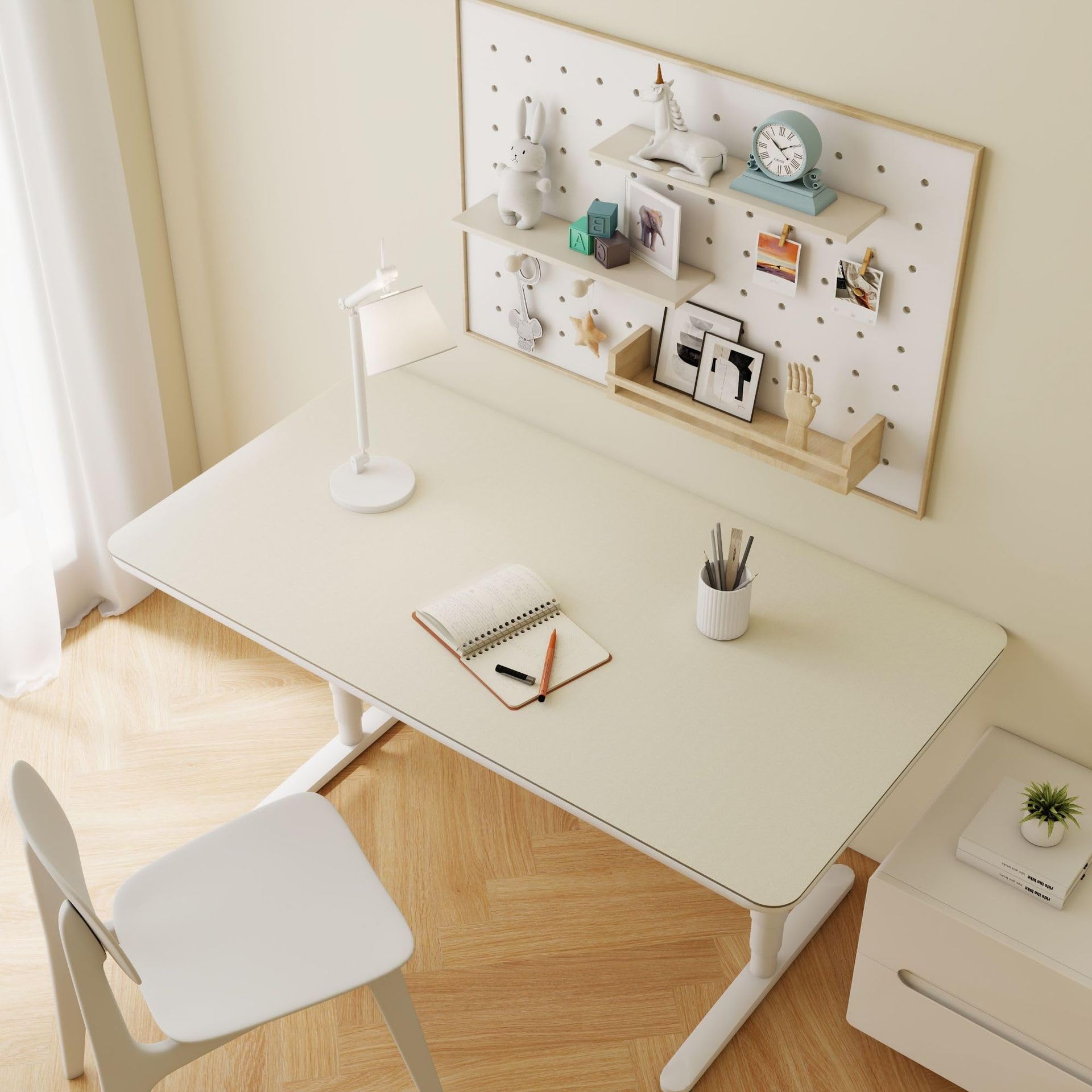 PU Leather Desk & Table Top Protector Mat, Non-Slip Surface Waterproof Desk Mat for Keyboard, Mouse & Makeup Dressing Table(Beige,40x80cm)