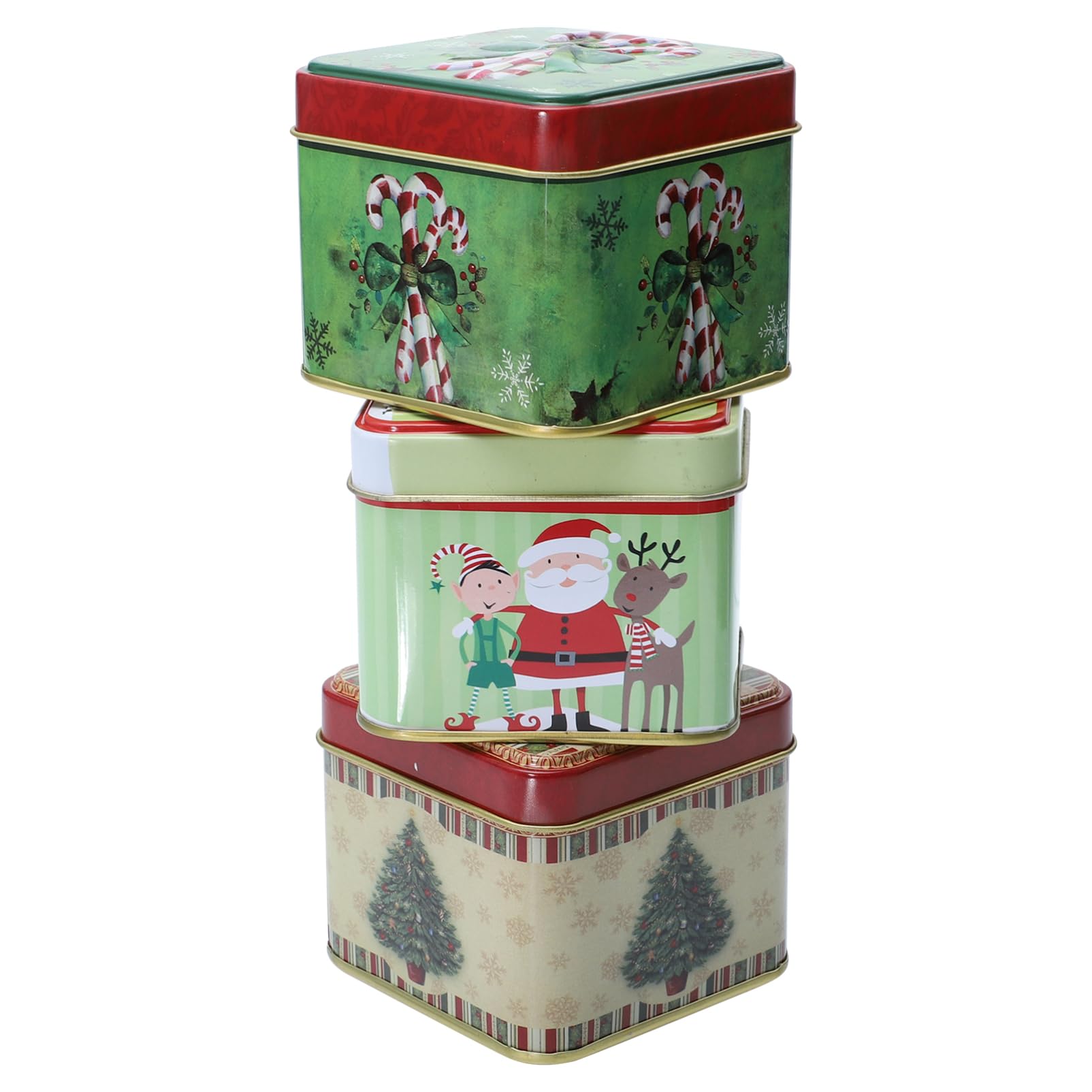 NUOBESTY 3 Set Scatola Di Caramelle Natalizie Scatola Di Biscotti Scatole Illuminate Di Natale Scatole Natale Confezioni Confezione Di 3 Pezzi * 3