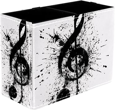 Pencil Holder for Desk, Black Music Note Pen Holder Storage Desktop Pen Organizer Desk Pencil Organizer Makeup Brush Holder for Office School College