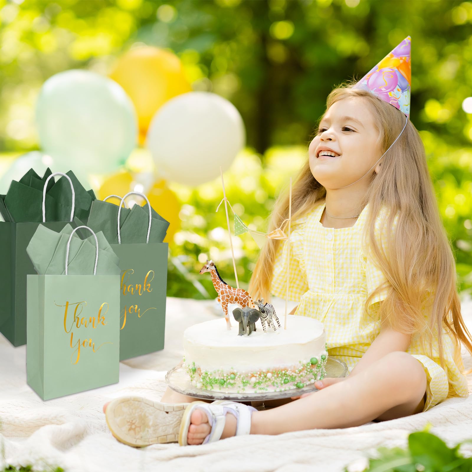 50 Pack Sage Green Welcome Wedding Paper Bags - 8.3x5.9x3.1 Inch Gold Polka Dot Gift Bags