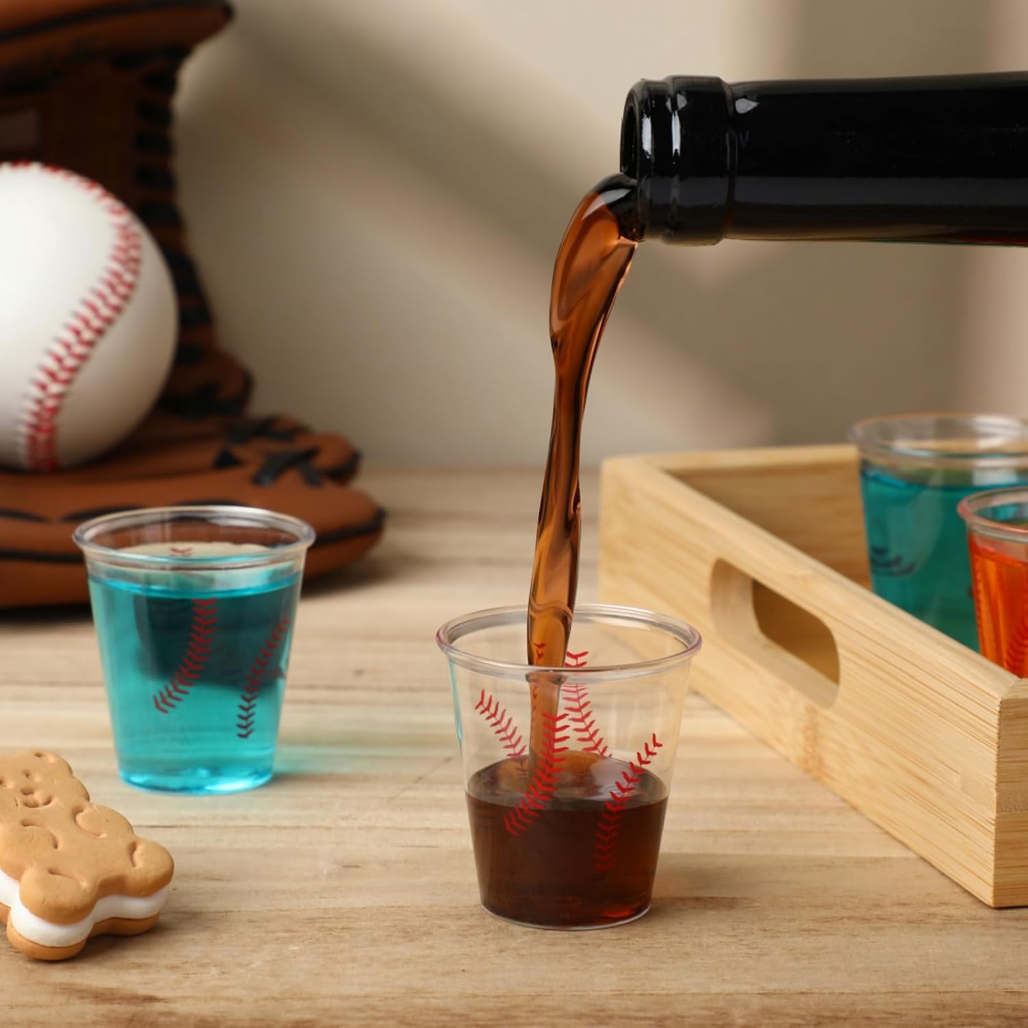 Sliner 200 Pcs Baseball Shot Glasses 1.5 oz Clear Plastic Disposable Baseball Party Shot Glasses Mini Unbreakable Hard Cups for Party Supplies Birthday Decorations