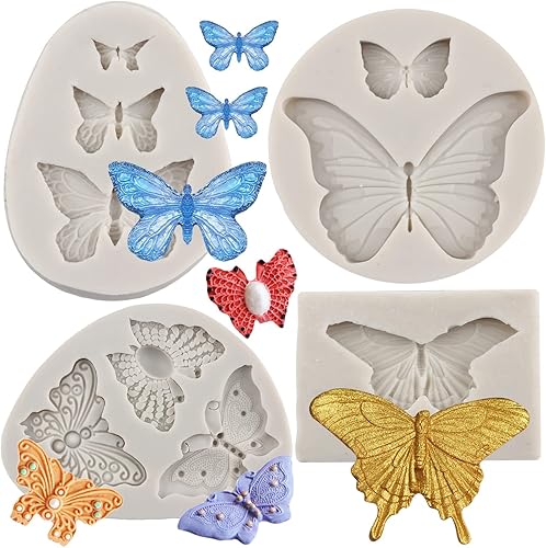 MYPRACS Moldes de silicona de mariposa, mini molde de mariposa para decoración de pasteles, decoración de cupcakes, pasta de goma de chocolate,