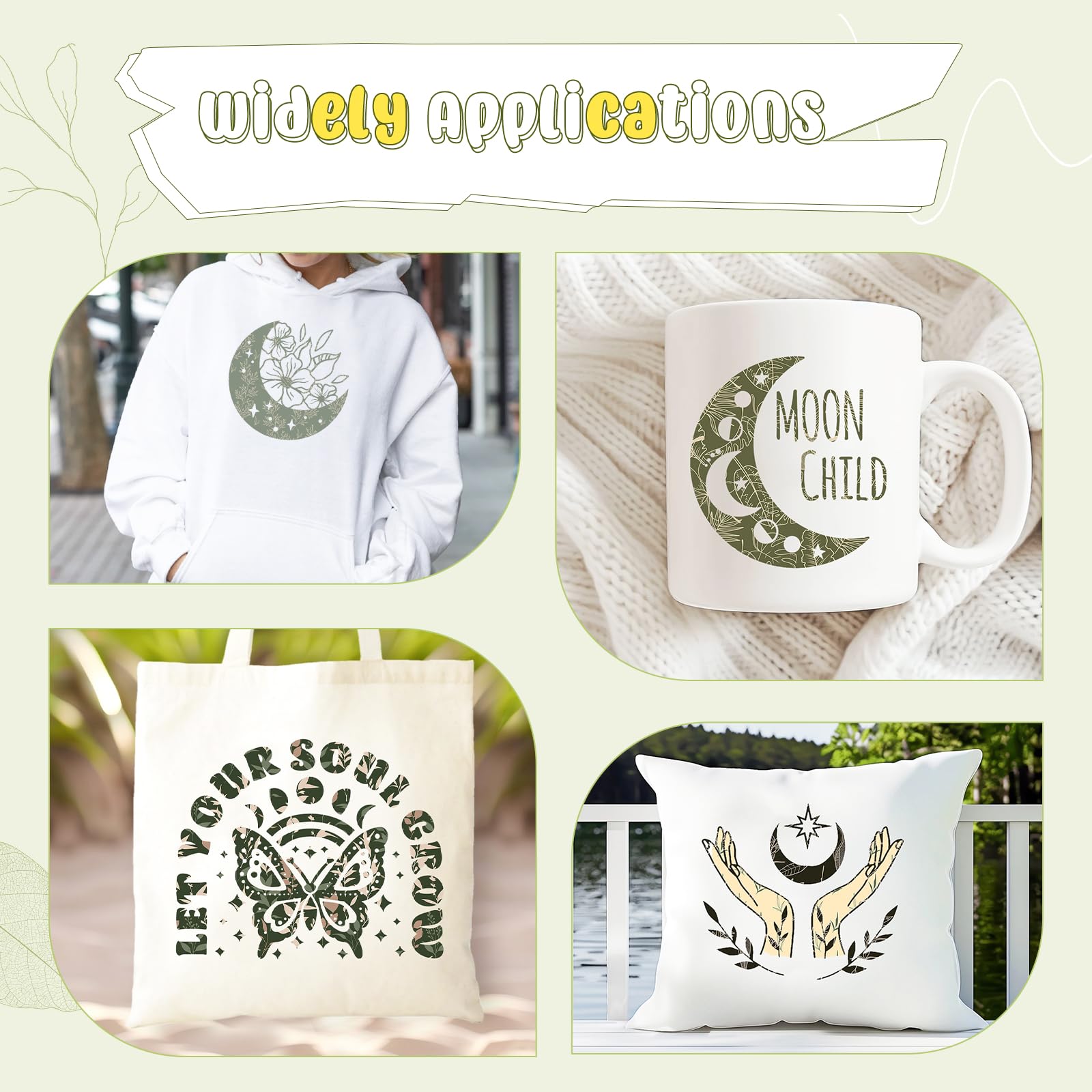 Papel de tinta de transferencia de sublimación verde, 12 hojas de 12 x 10 pulgadas, hojas de transferencia de sublimación con patrón de estilo bohemio para vasos, tazas, papel estampado de