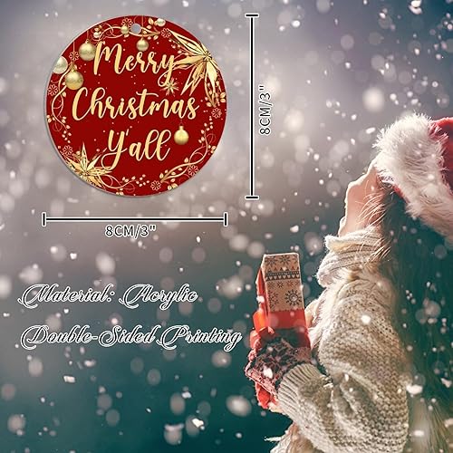 Miniatura 83 de Christmas Ornament Merry Christmas Y'all Christmas Tree Decorations Gold Snowflake Ball Wreath Novelty Acrylic Ornaments Xmas Gift Home Xmas Tree