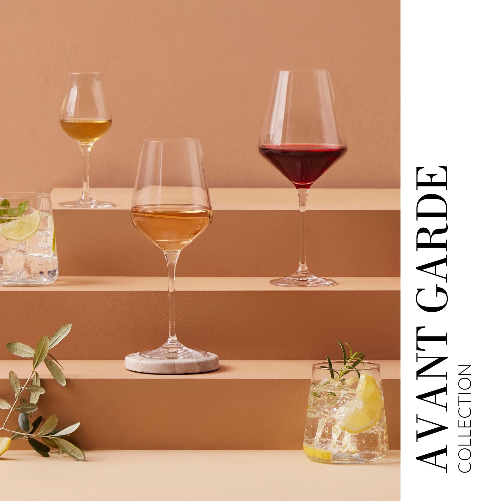 Krosno Copas de vino tinto, juego de 4, 490 ml, Colección Avant-garde, perfectas para casa, restaurantes y fiestas, aptas para lavavajillas, borde fino, tallo largo | Cristal sin plomo