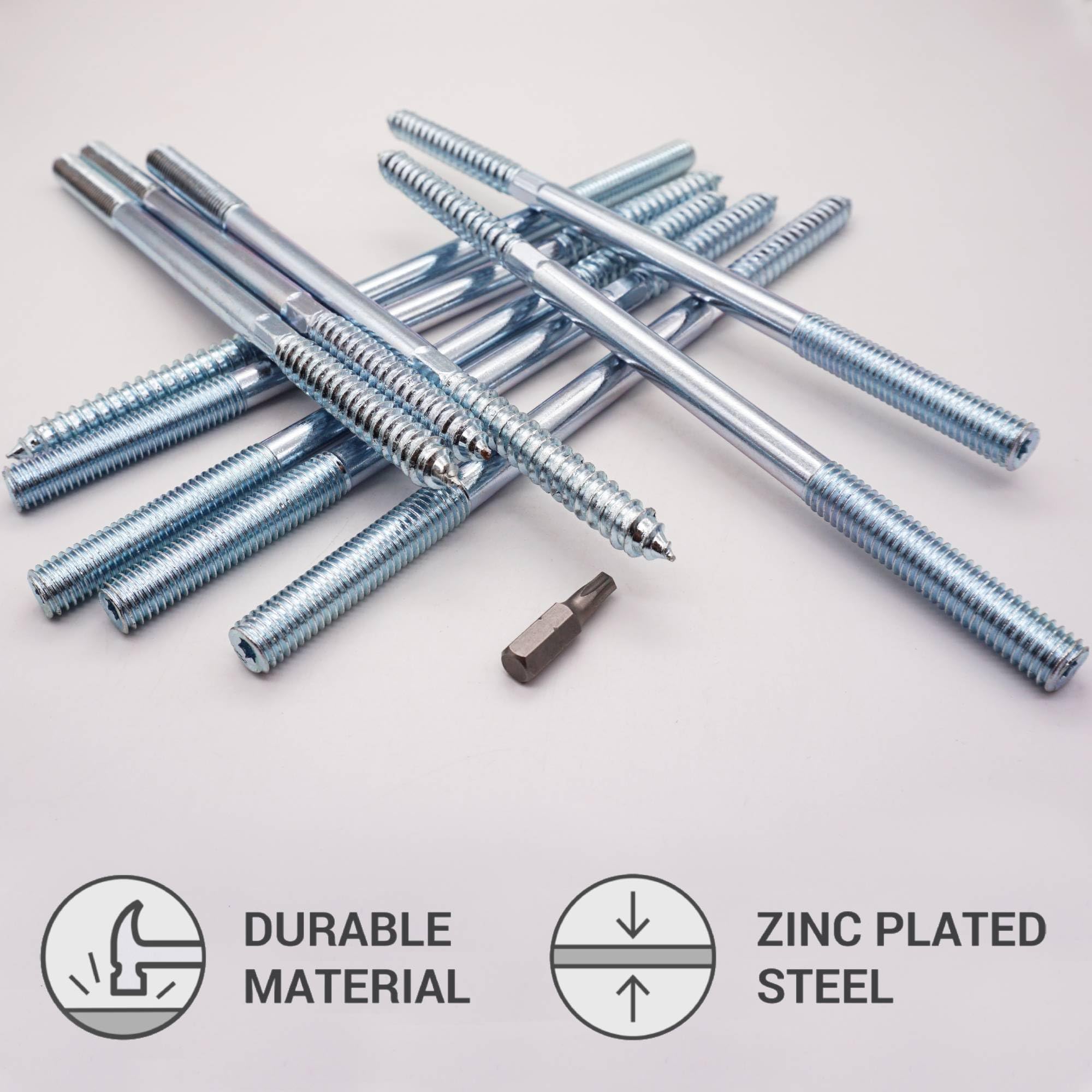 SKIR'CO (20 piezas) Pernos de suspensión M10 x 200 mm, tornillos de pasador de rosca de doble extremo, pernos de doble cabeza