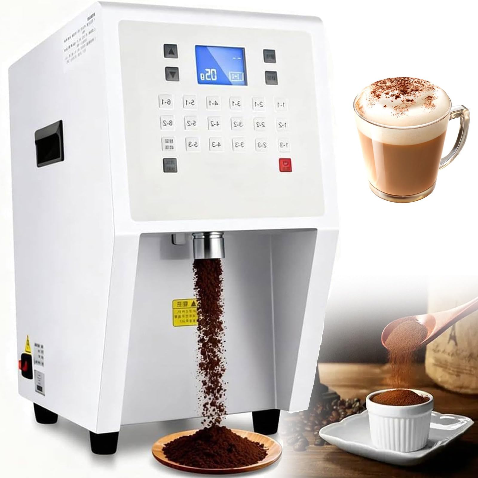 Gewerblicher automatischer Pulverdosierer, Fruchtpulverspender 3,5 l, 17 Speichertasten, Dosiergerät für Kaffeeweißer/Kaffee/Kakao/Milchpulver