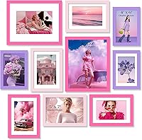 TwingRepublic 10 Pack Collage Picture Frames - Pink & Purple Gallery Wall Set, 8x10 5x7 4x6 Multi-Size for Wall or Tabletop Decor