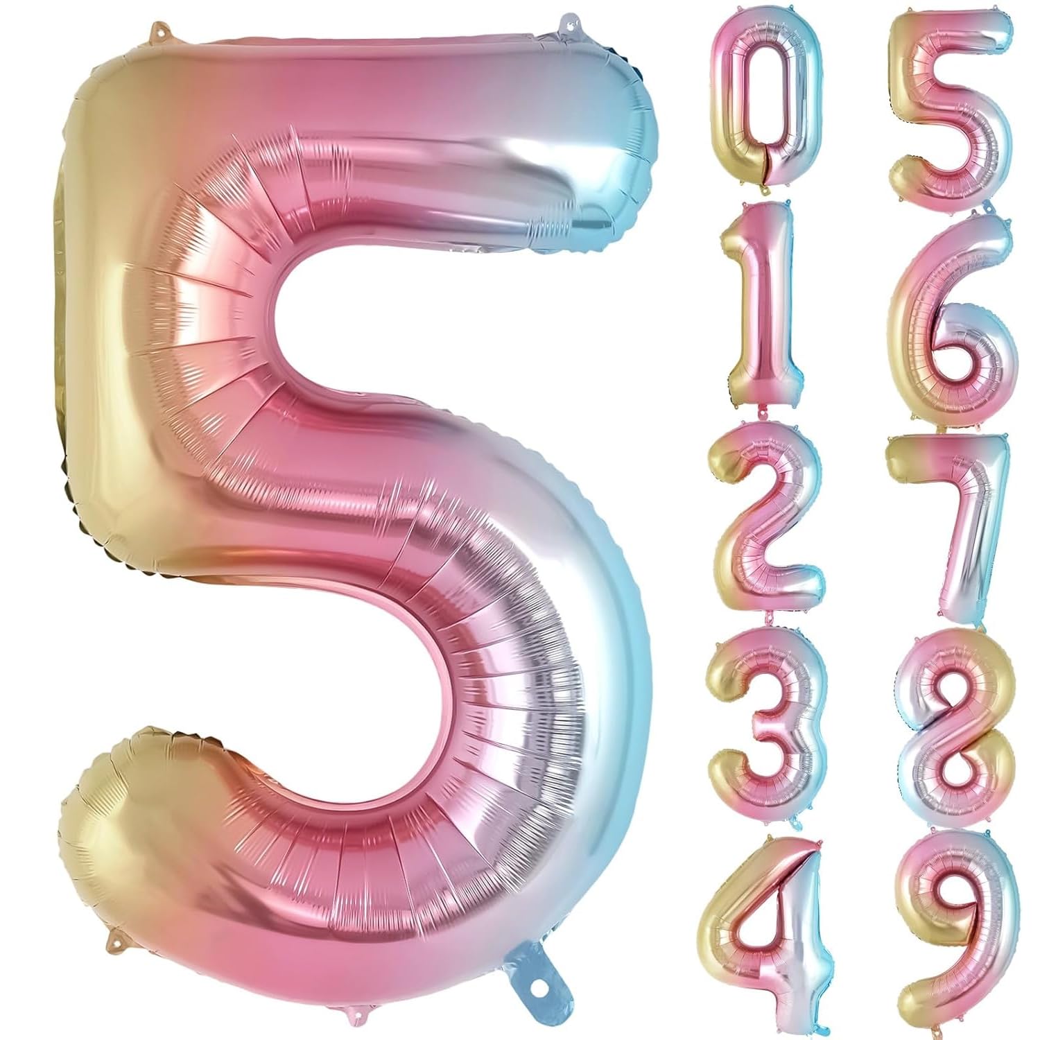 Rozi Decoration 5 Number Balloon for Birthday 32 Inch Large Set of – 1 Pcs for Rainbow Theme Decoration 5th Birthday, Gradient Number Foil Balloons Decorations Items-image-4