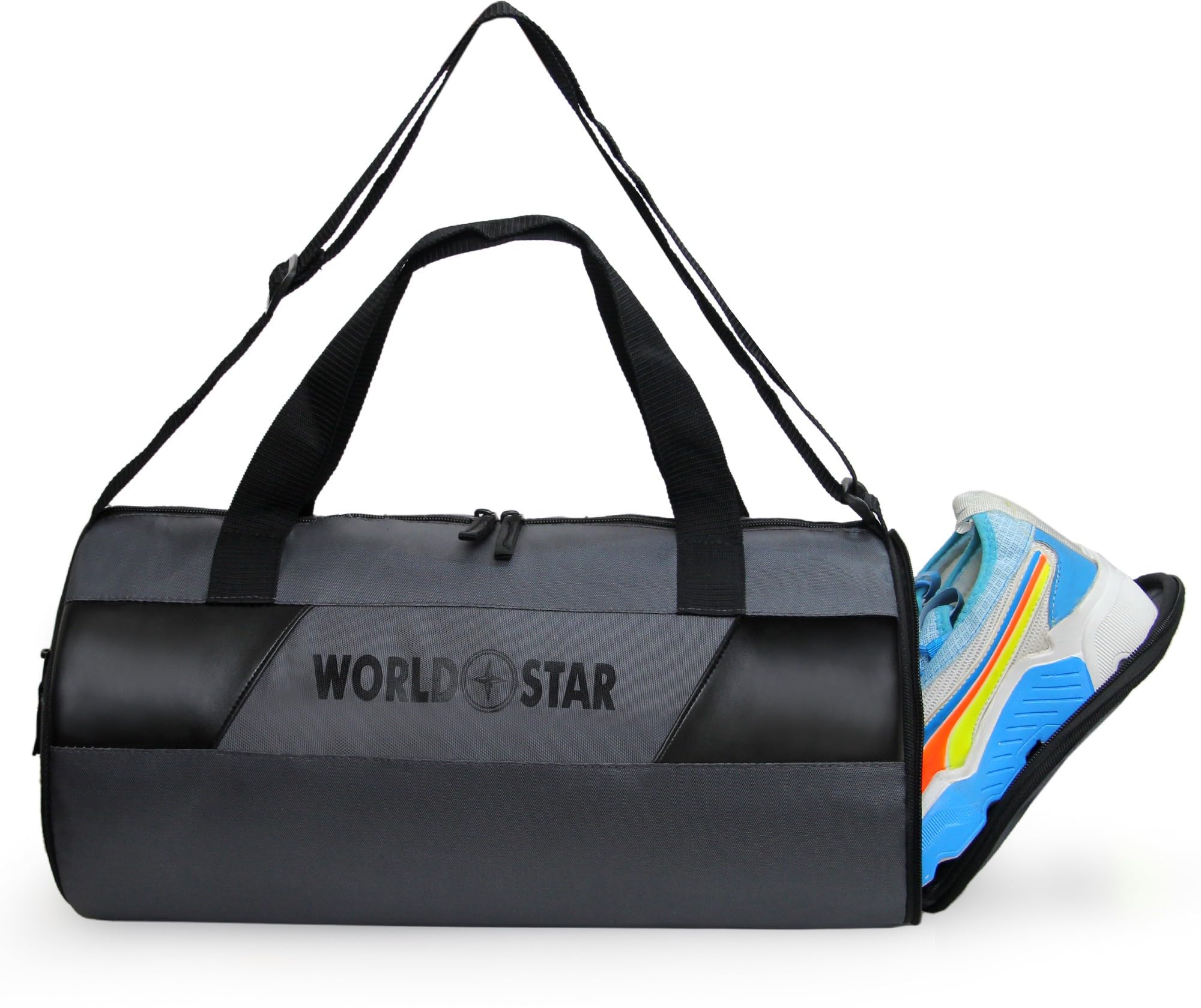 Gym Duffel Bag Sports Bag for Mens/Womens with Shoe Compartment, Detachable Shoulder Strap | Grey-image-22