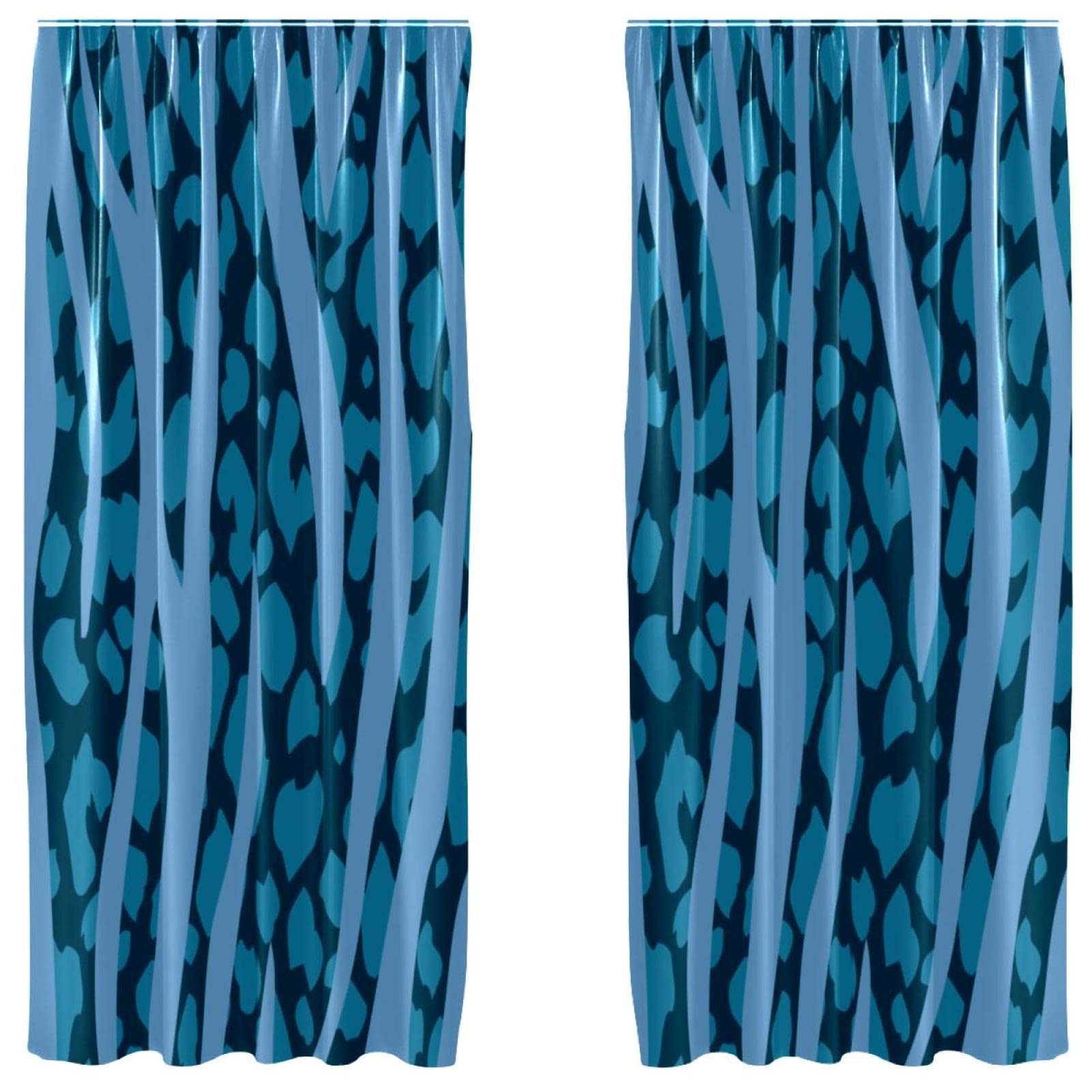 Rideaux salon léopard bleu double panneau 140x213 cm