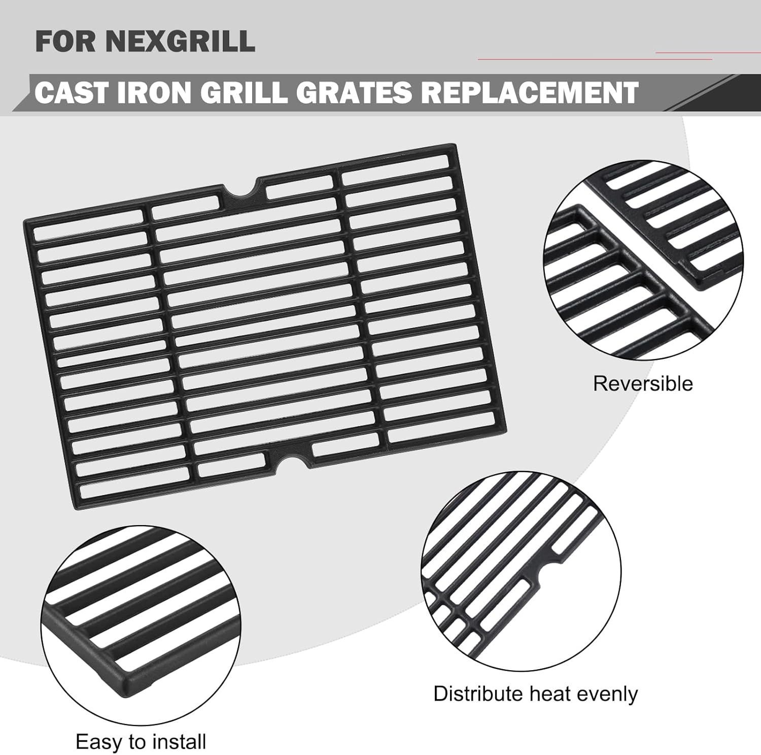 Oklagarden 720-0898 720-0896B Grill Grates for Nexgrill 6 Burner Replacement Parts 720-0896 720-0896E 720-0896C Grill Grates Replacement Nexgrill Deluxe 720 Series 720/730 0896E Cooking Grids 17 Inch