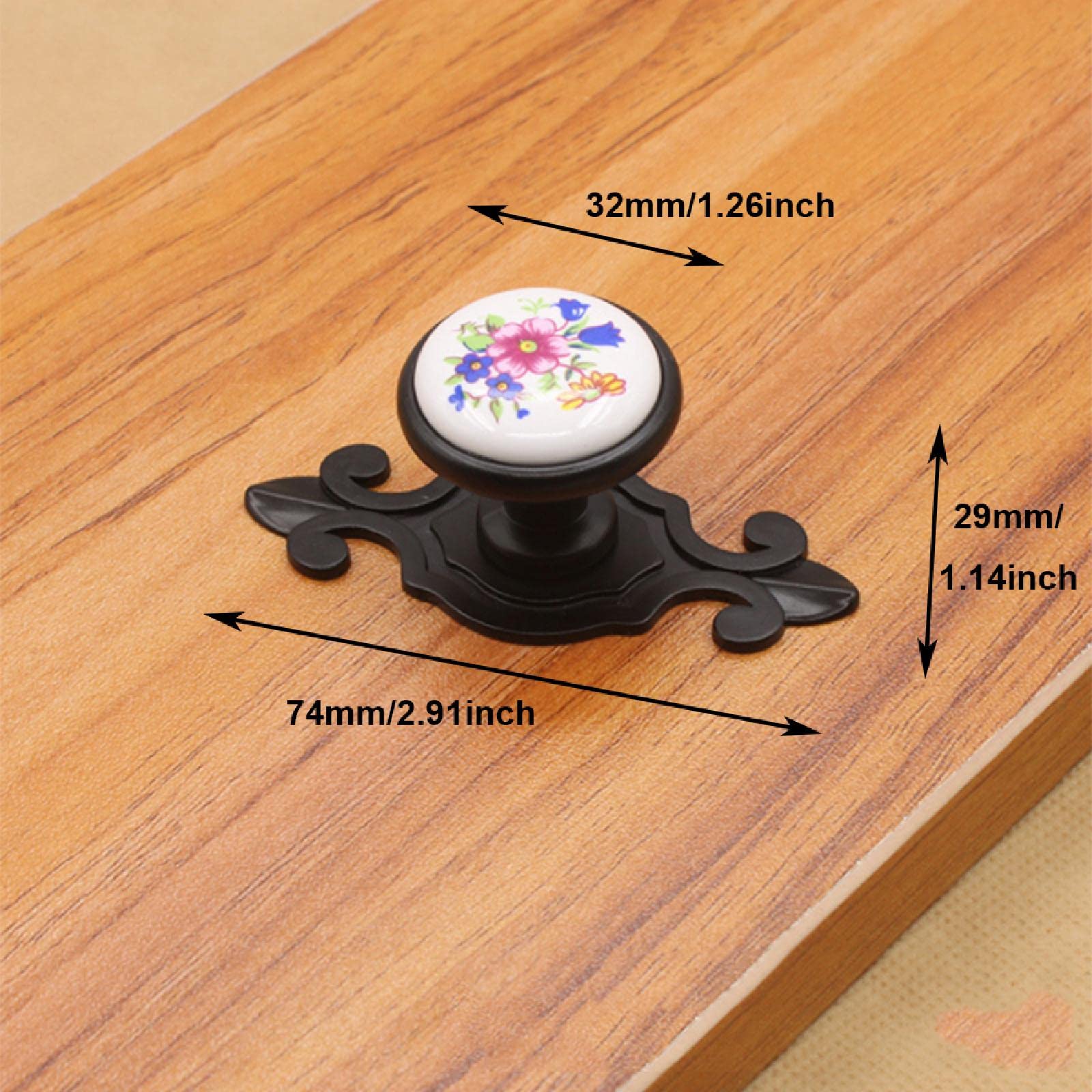 TopHomer Retro Antique Vintage Cabinet Knobs Drawer Wardrobe Handles Ceramic Pull Knob - Image 2