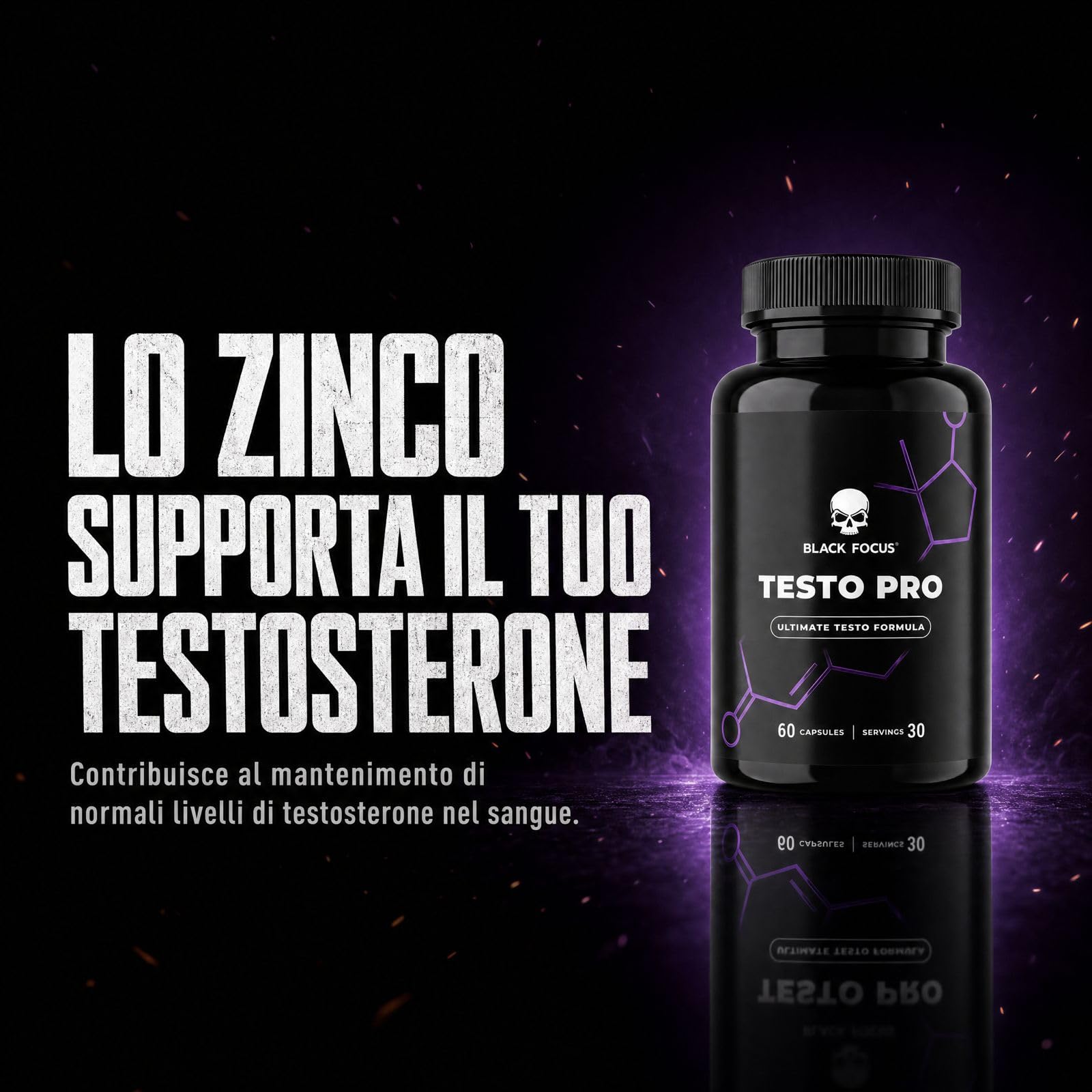 Testo Pro - Integratore Testosterone Uomo per Sport e Palestra, Supporto Forza e Prestazione Muscolare con Zinco, Fieno Greco 300 mg, Ashwagandha Shoden, Affron, Boro e BioPerine - 60 Cps