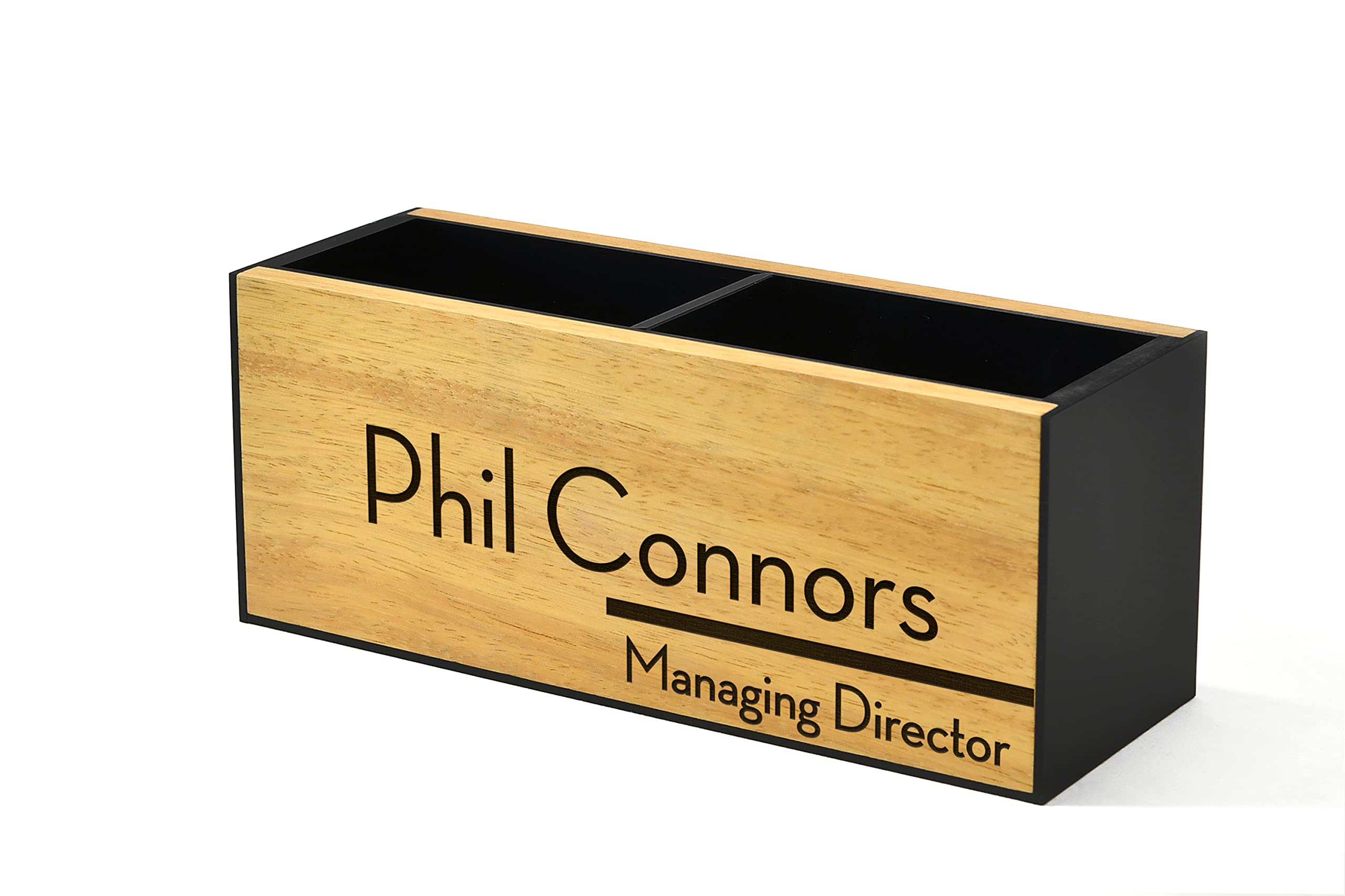 Wooden Pen Holder - Pencil Holder - Personalized Name Engraving - Desk Name Plate - Office Desk Sign - Gift For Boss - Gift for Coworker