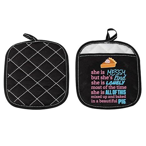 G2TUP Waitress Musical Inspired Oven Mitts She is Messy But She's Kind Pocket hot pad for Musical Theater Waitress Lovers (She is Messy But She's Kind)