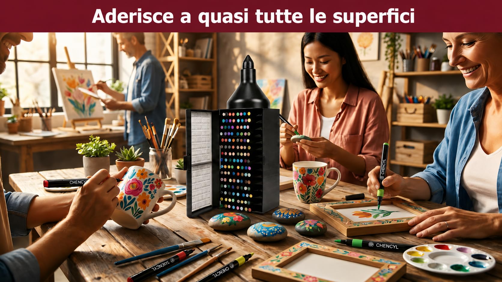 Pennarelli Acrilici 120 Colori, Acrylic Marker Brush Pen 4 mm