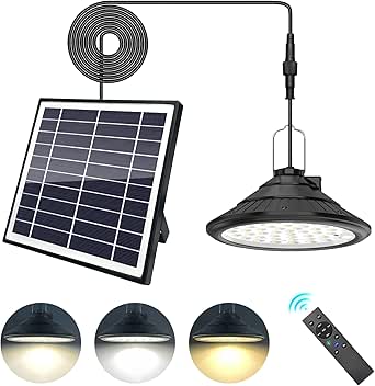 Lampada Solare Sospensione IP65 - Impermeabile Con Telecomando Per Esterni - Foto 5
