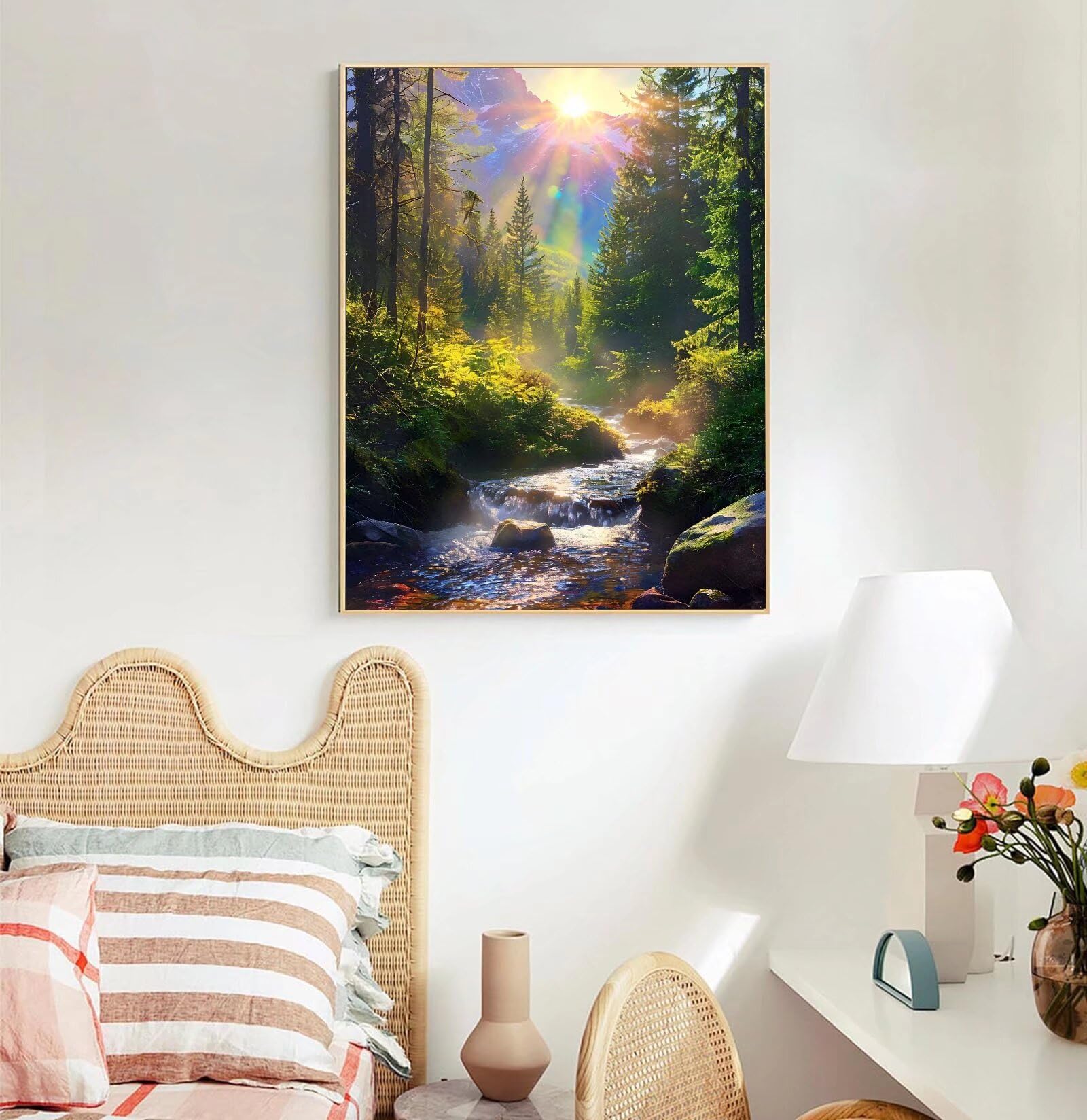 Kit de Pintura por Números, Bosque Arroyo Pintar por Numeros Adultos, DIY Paint By Numbers Kit Pintura Niños, con Pinceles y Pinturas Acrilicos, Lienzos para Pintar Pinturas (Sin Marco) 80x110cm M-888