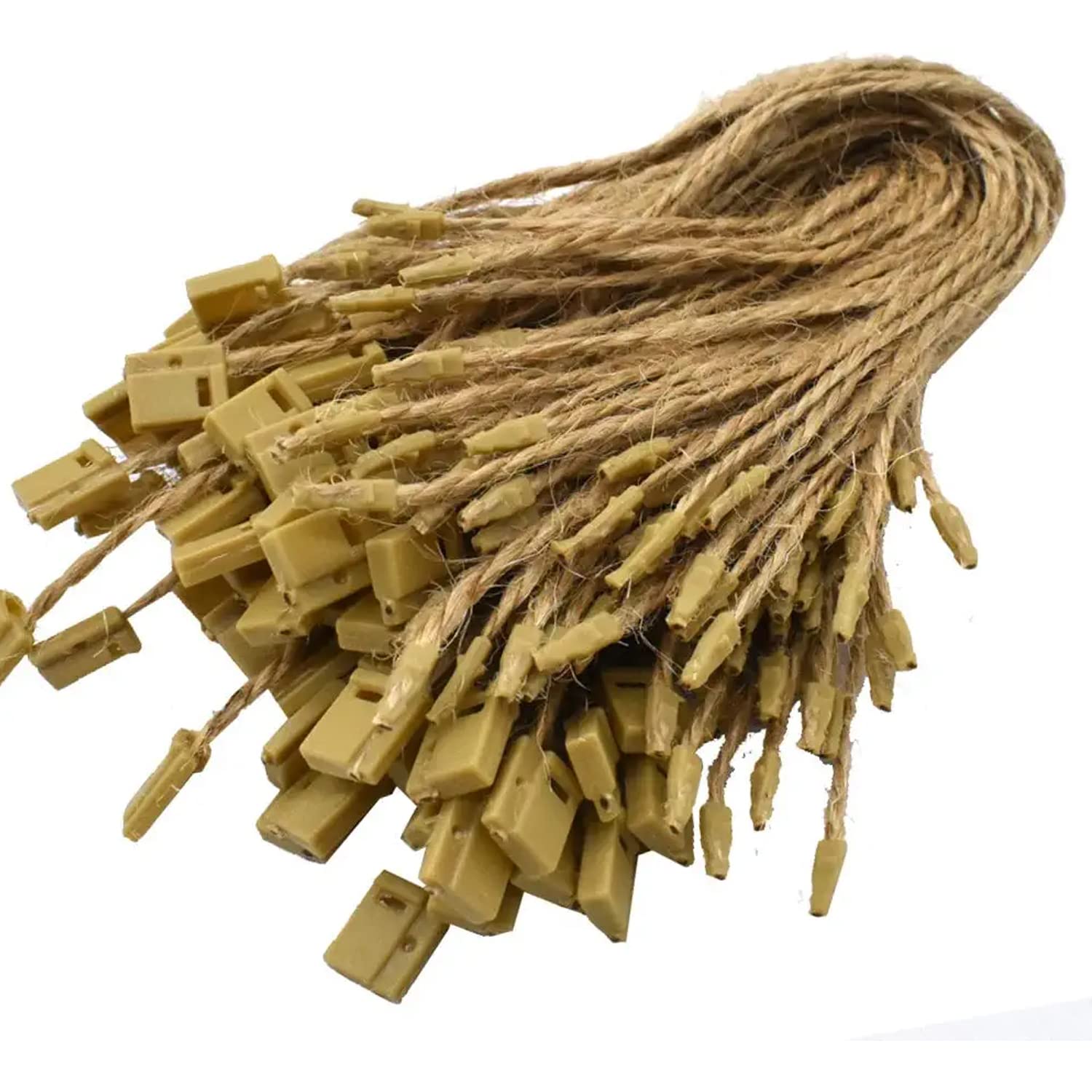 Aakriti 7.7" 900 Pcs Hang Tag String Fasteners for Gifts Luggage Label Attachment Clothing, Price Tag String Hanging Rope Snap Lock Pin Loop Fastener Hook Ties Hang Tag (Jute Hemp TAG PIN)-image-39