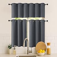 Vista 224 de Simplebrand Juego de 2 paneles de cenefa aguamarina para ventana de cocina de 14 pulgadas de largo, cortinas de oscurecimiento de habitación