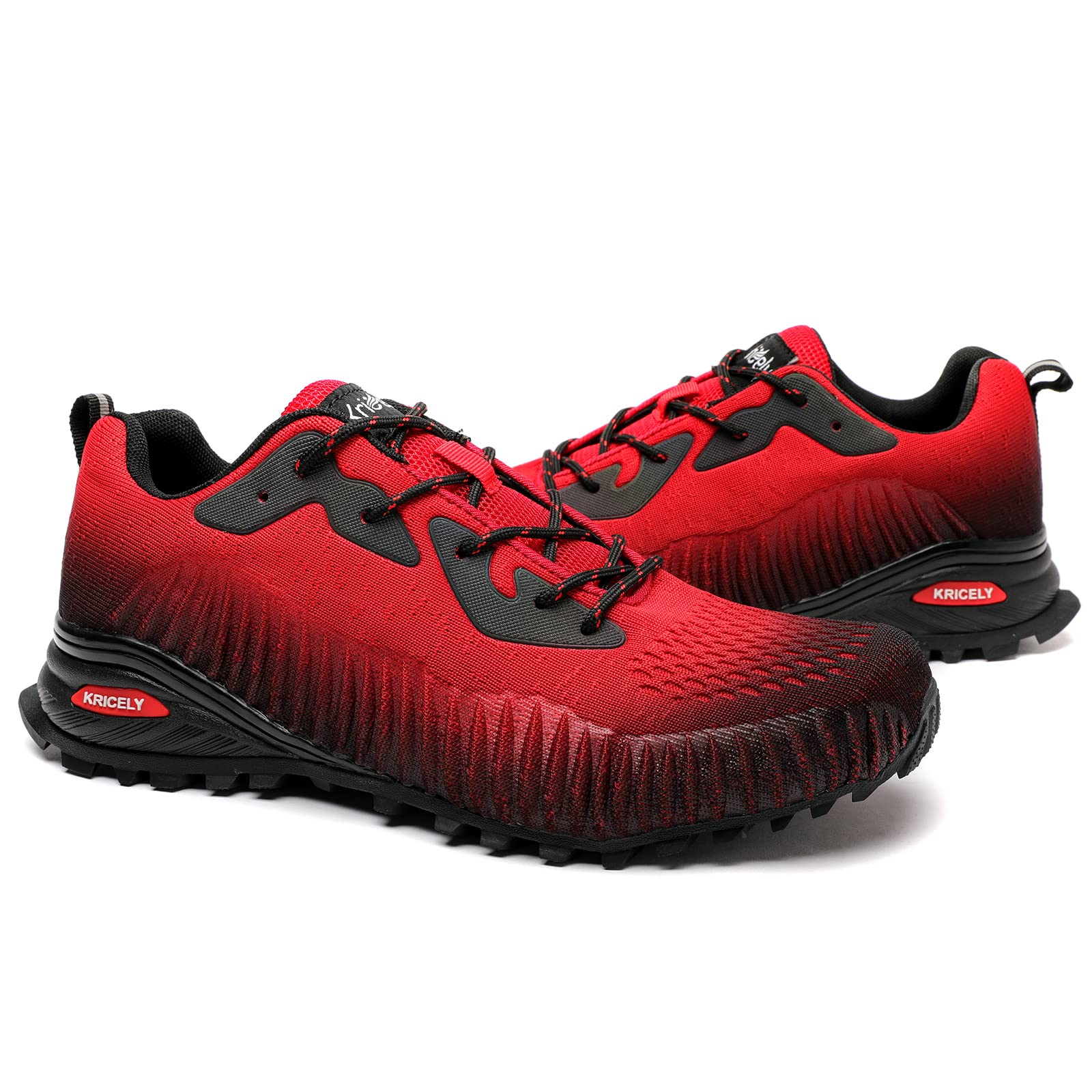 Kricely Zapatillas Trail Hombre Antideslizante Senderismo Rojo 44.5 | Transpirable y ligero, suela de goma antidesgaste, apto para montaña, caminatas, trail running y uso exterior diario