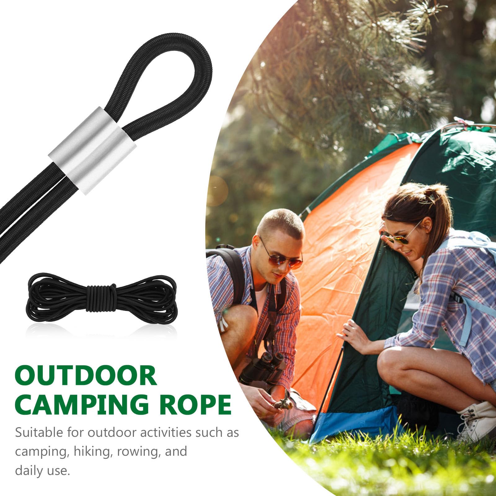 Corda Elastica In Gomma 8mm X 10m Con Anelli Di Crimpatura - Per Teloni E Campeggio